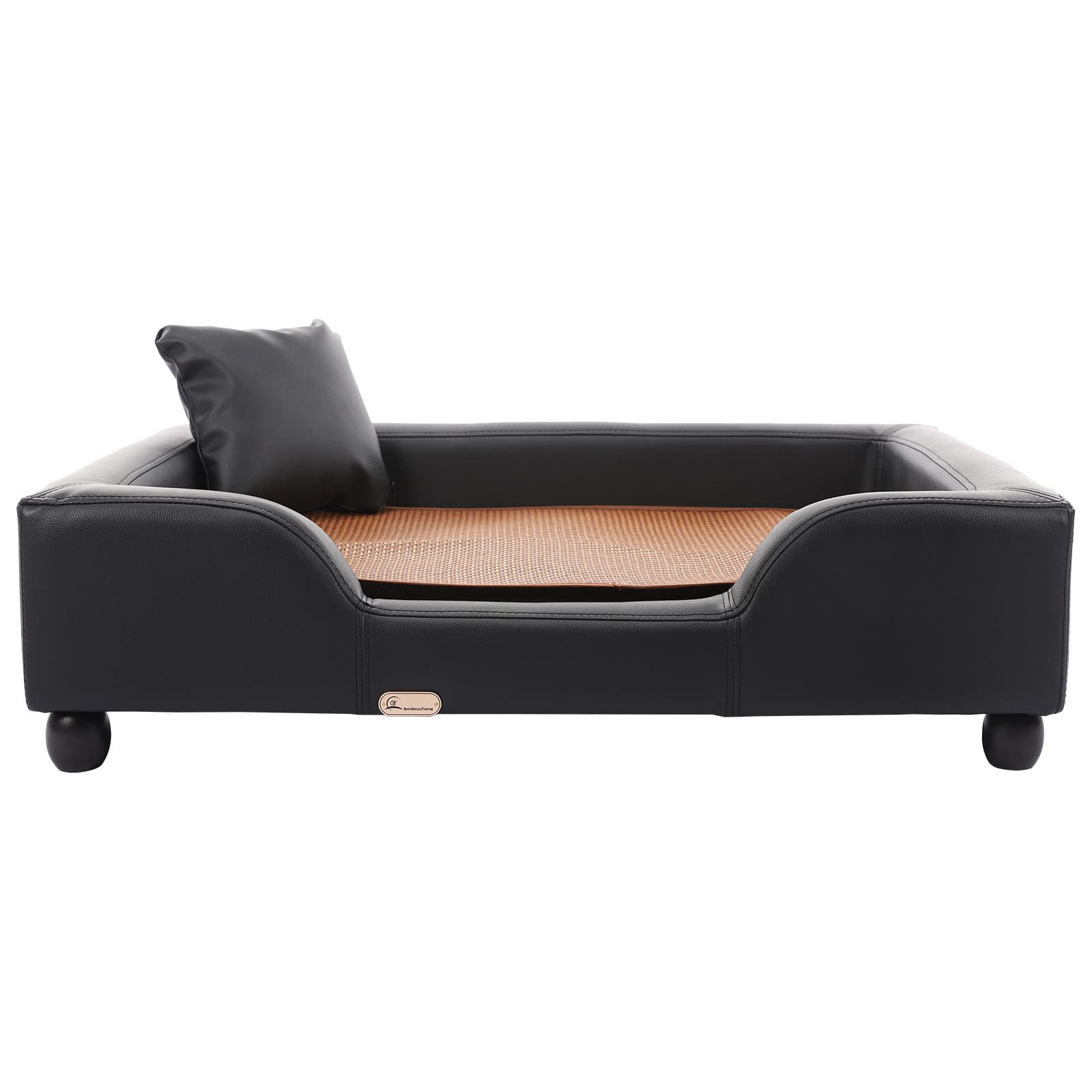 Premium Orthopedic Dog Bed for Medium Dogs - Washable & Waterproof Pet Bed with Removable Leather Cover - Memory Foam Support for Joint Pain Relief - Perfect for Living Room, Bedroom or Crate (Black, 36