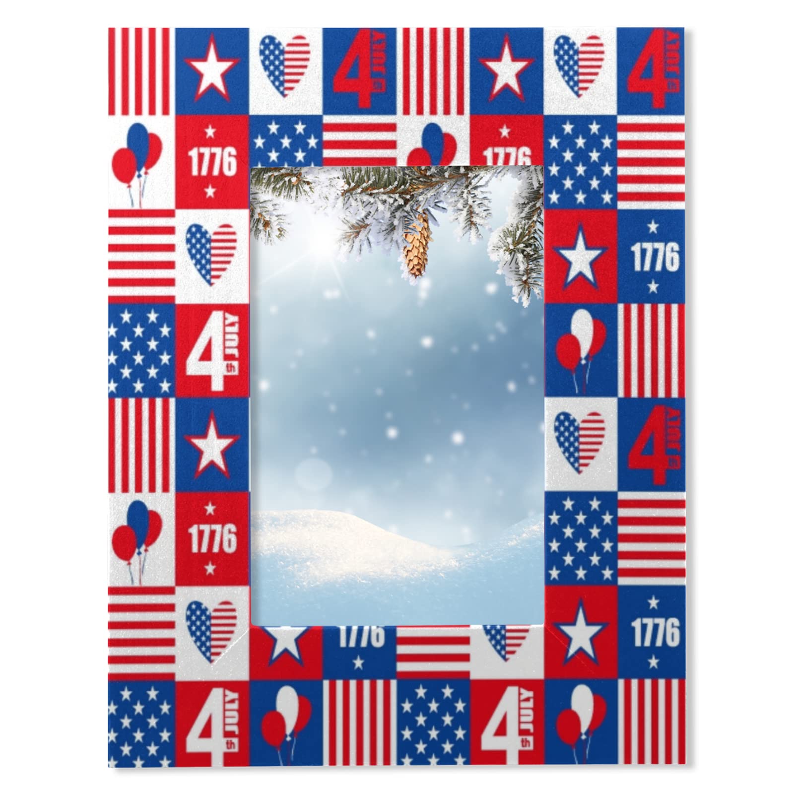 Pardick Patriotic Wooden Picture Frames - 4x6 American Flag Photo Frames for Tabletop Desk Display - Perfect for Home Office, Living Room Decor & July 4th Independence Day Celebrations