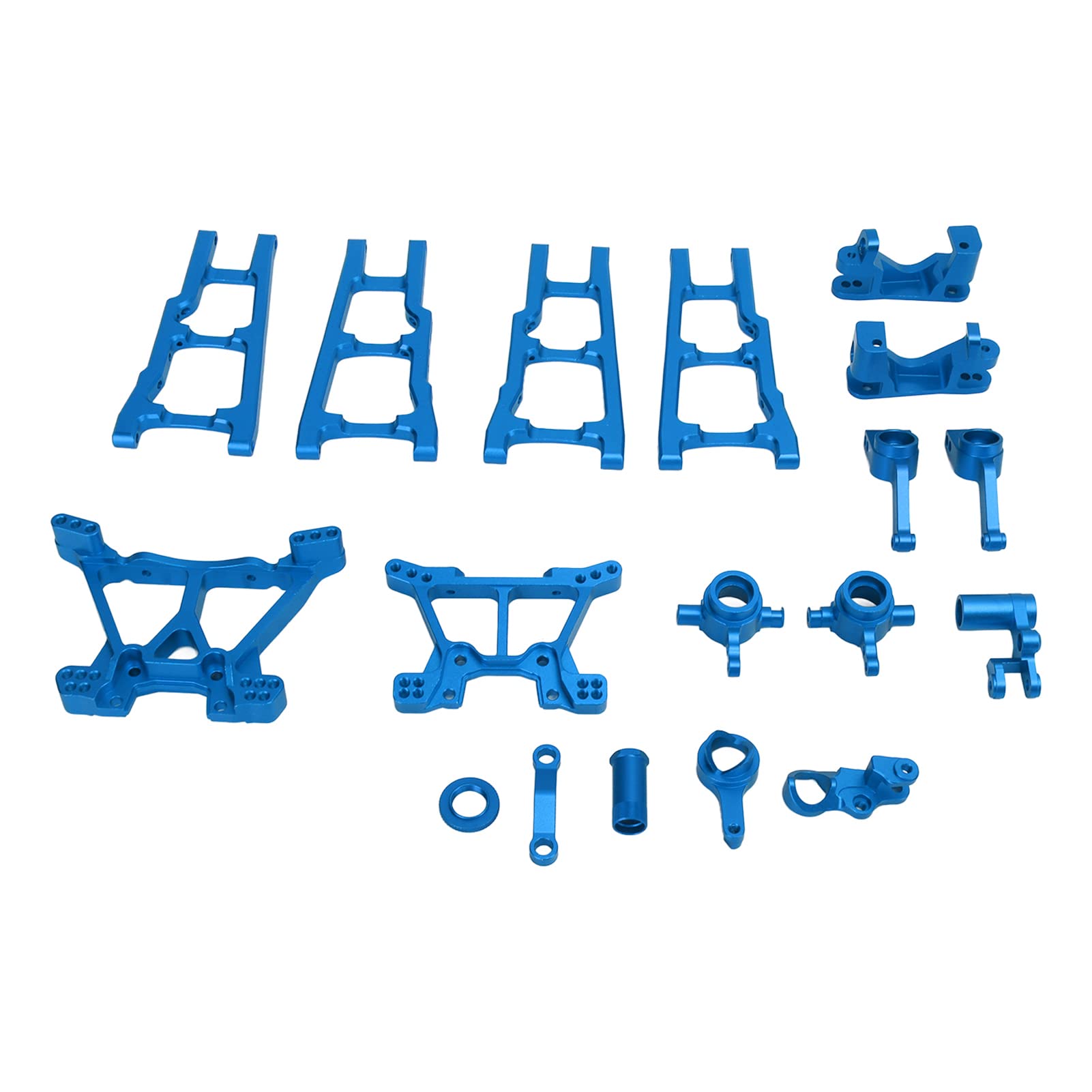 Aluminum RC Car Upgrade Parts Kit for Traxxas Slash 1/10 4x4 - Front/Rear Suspension Arms, Steering Bellcrank & Camber Links (Blue) - Durable Off-Road Bashing & Racing Accessories