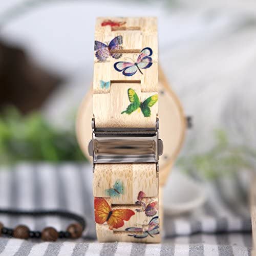 BOBO BIRD Women's Bamboo Wood Watch - Handmade Butterfly Engraved Casual Wristwatch for Women - Perfect for Everyday Wear, Office & Outdoor Activities