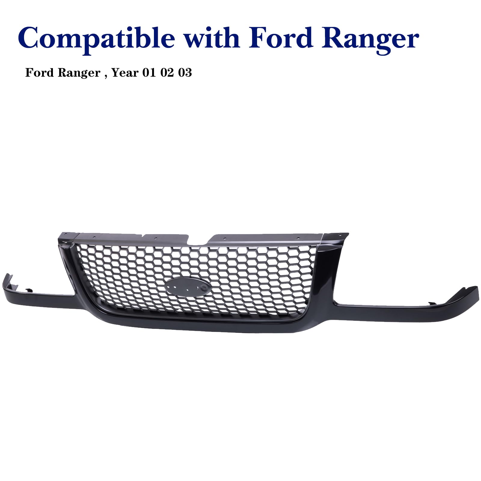 2001-2003 Ford Ranger Front Grille Replacement - OEM Style Grill Assembly (Part #FO1200395 3L5Z8200BA) for Pickup Truck - Perfect for Restoration & Off-Road Upgrades