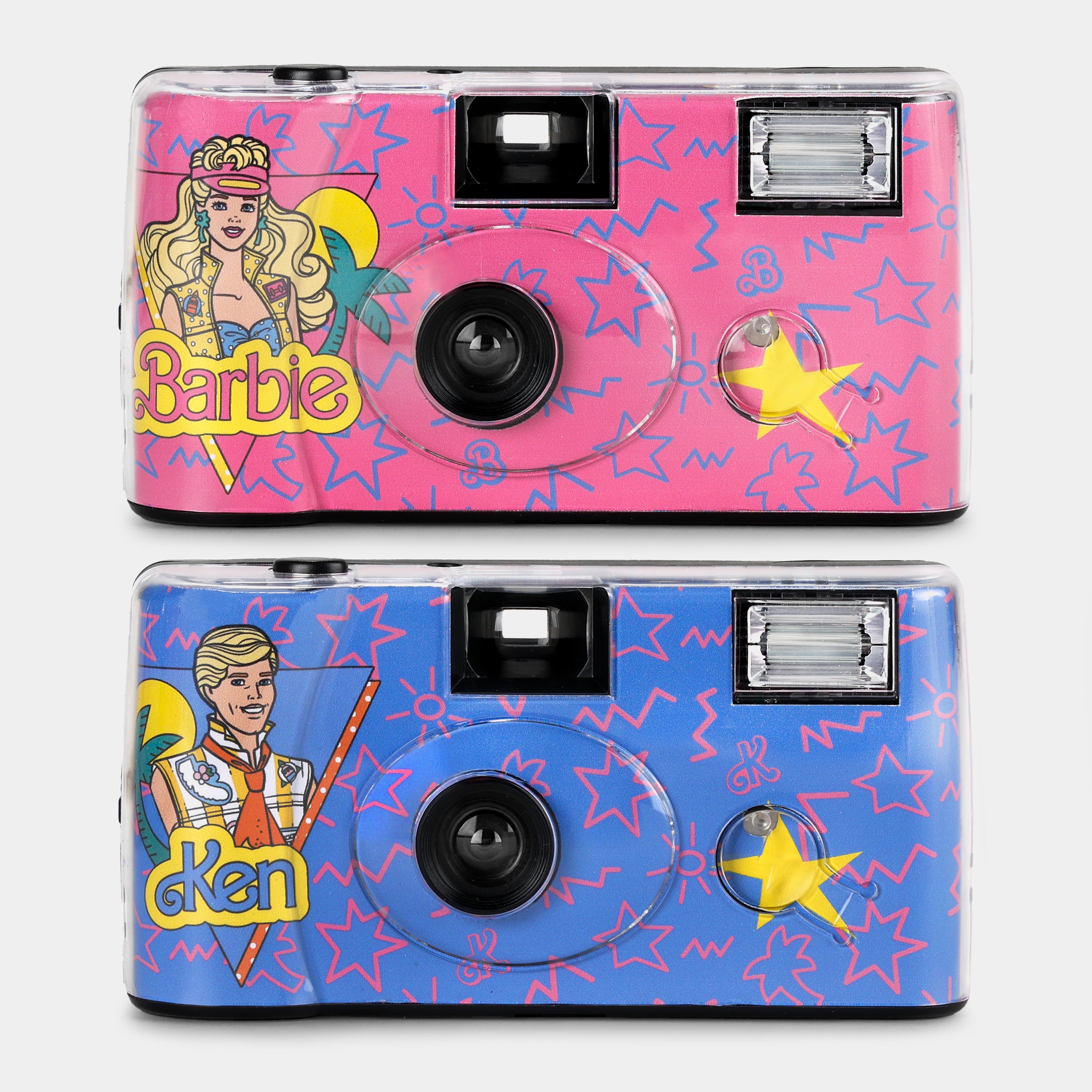 Barbie & Ken 35mm Film Camera Double Pack - Vintage Style Point & Shoot Disposable Cameras for Travel, Weddings & Parties (Preloaded with Film)