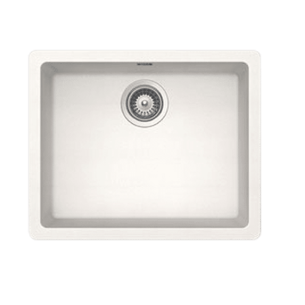 Abey Soho Single Large Bowl Topmount/Undermount Kitchen Sink 550x430mm - Polaris White (Model N120W) - Perfect for Modern Kitchens & Restaurant Remodeling