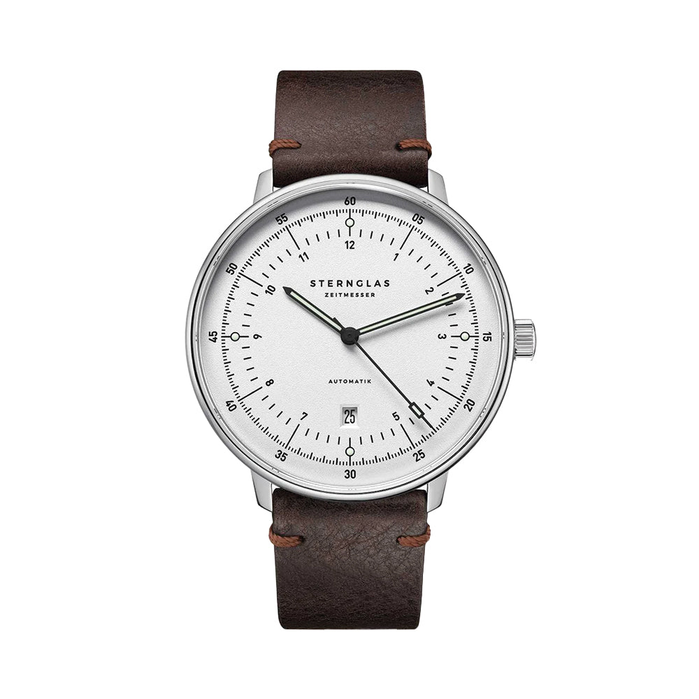 Hamburg Automatic 42mm Silver Watch with Genuine Leather Strap - Perfect for Business, Casual Wear & Special Occasions