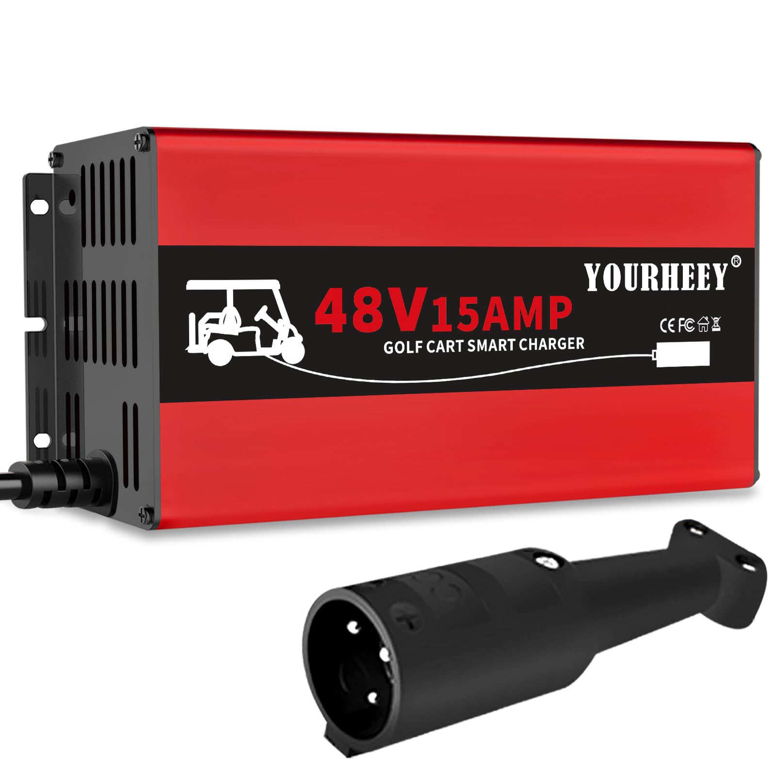48 Volt Golf Cart Battery Charger for Club Car DS & Precedent - 15 Amp Smart Trickle Charger with Auto Shutoff | Replacement for Club Car 48V Charger | Fast 4-6 Hour Charge for Lead Acid Batteries | Lightweight 4Lbs Portable Design | Perfect for Golf Courses, Resorts & Home Use