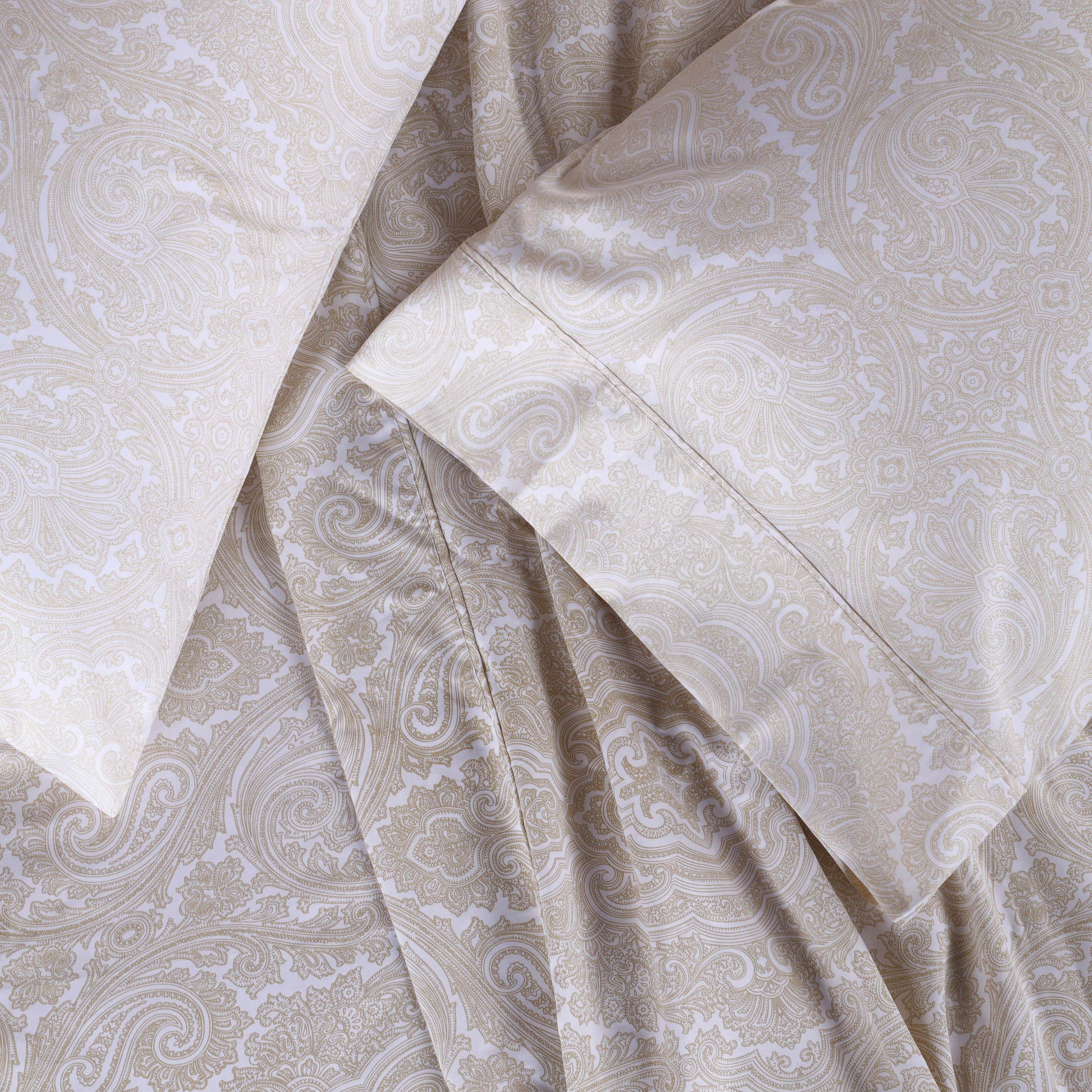 Italian Paisley 600 Thread Count Cotton Blend Deep Pocket Sheet Set - Ultra Soft Bedding for Queen & King Size Beds - Perfect for Luxury Hotels, Guest Rooms & Master Bedrooms
