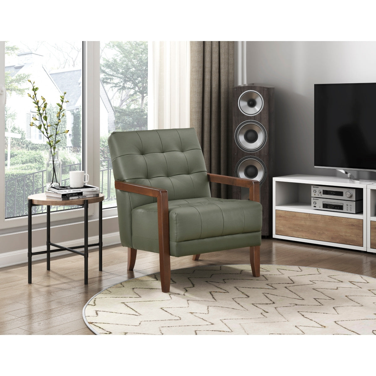 Archam Accent Chair in Green - Modern Lounge Chair for Living Room, Bedroom & Office Decor