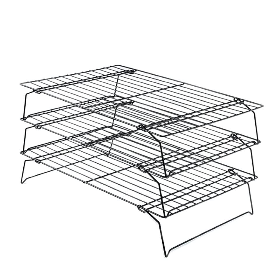 3-Tier Stackable Baking Cooling Rack - Non-Stick Oven Safe Grid Tray for Cakes, Cookies, Pizza - 40x25cm Kitchen Cooling Rack by JrenBox (Color: 01) - Perfect for Baking, Meal Prep & Party Food Display