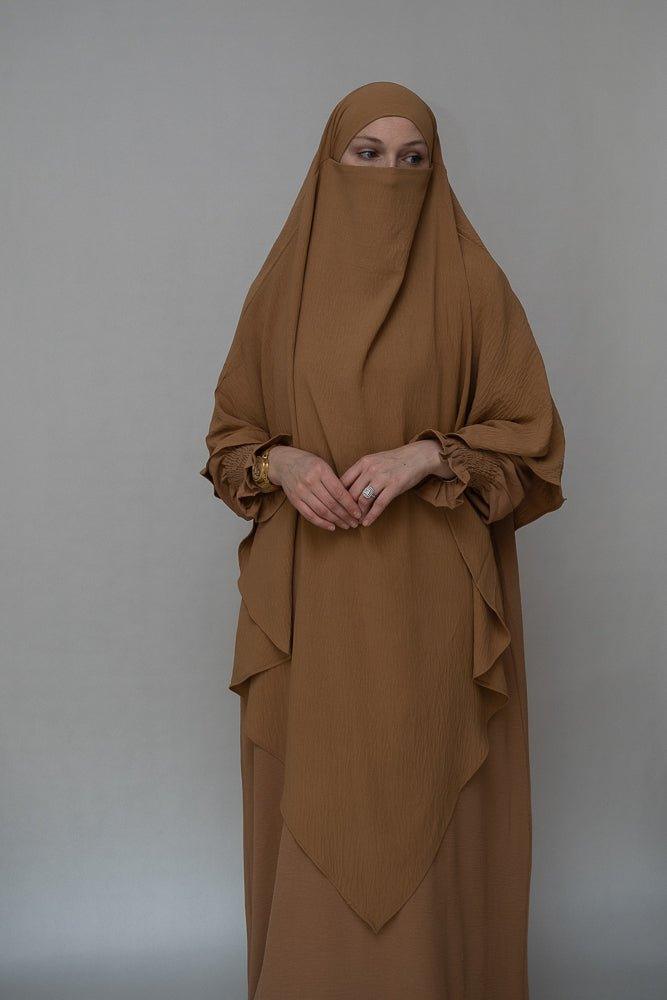 One Layer Khimar in Brown - Modest Muslim Prayer Scarf for Women - Perfect for Daily Wear, Prayer & Special Occasions