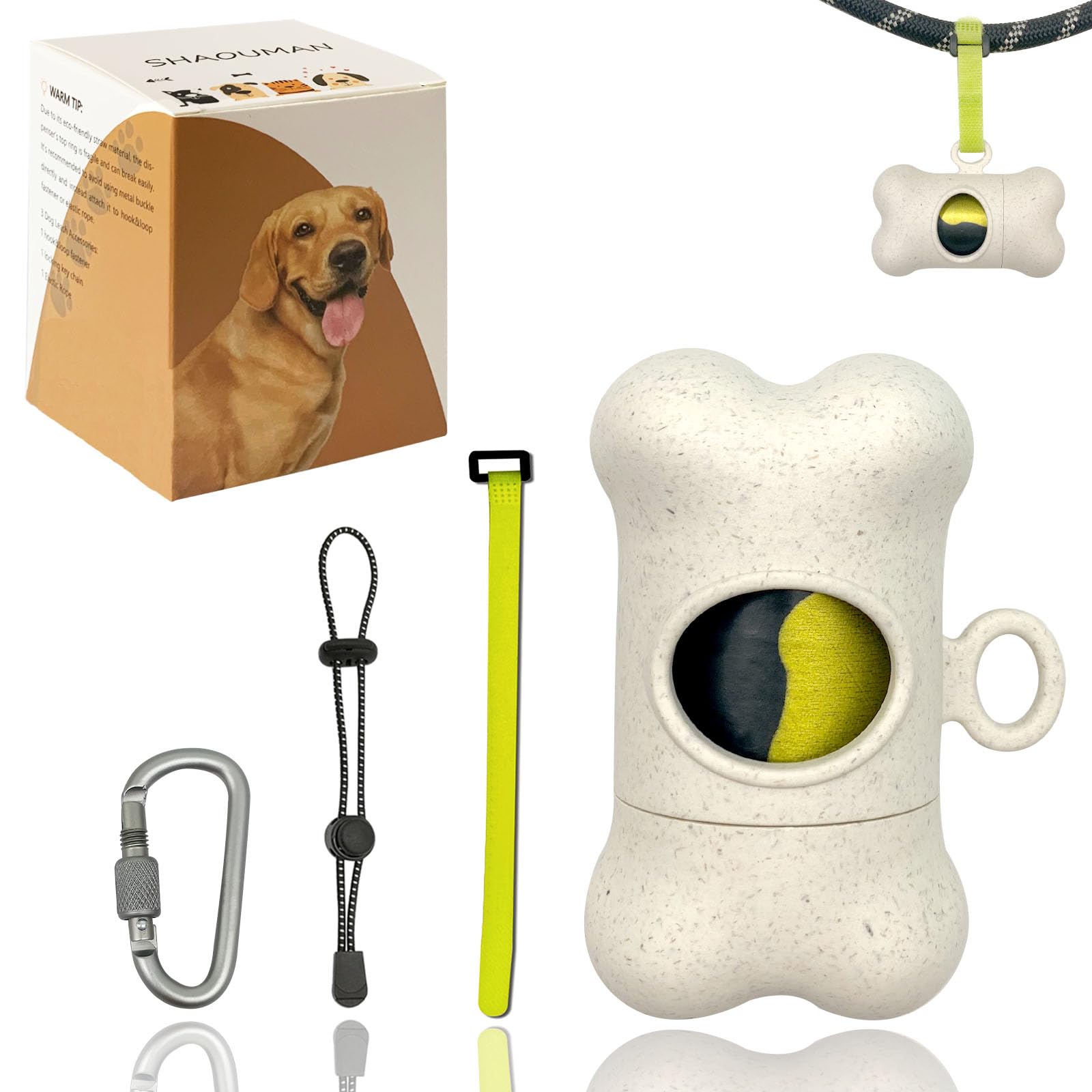 **Eco-Friendly Dog Poop Bags Holder for Leash | Portable Dog Waste Dispenser with Leak-Proof Bags | Hands-Free for Walking, Hiking & Outdoor Adventures**