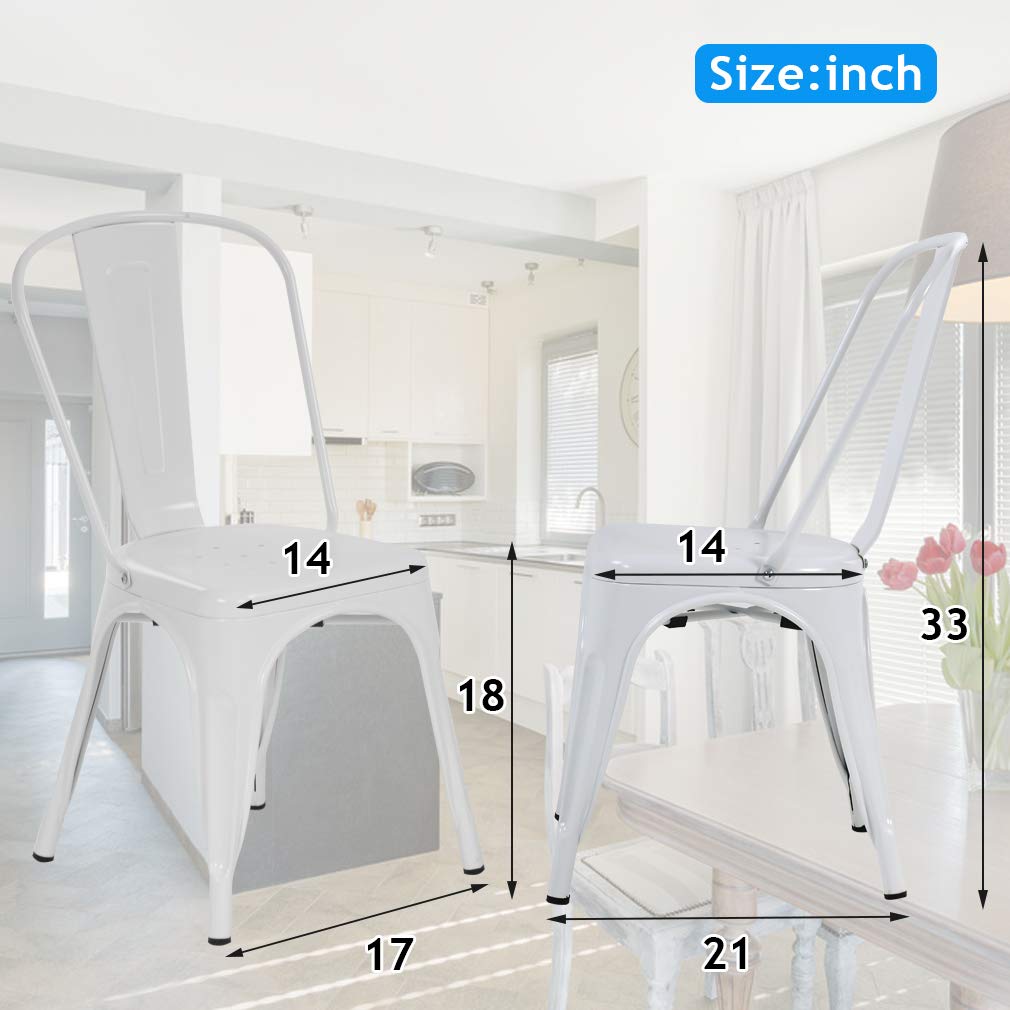 4-Pack Metal Dining Chairs for Indoor & Outdoor Use - Stackable Industrial Bistro Chairs for Restaurant, Cafe, Kitchen & Farmhouse - 330lb Weight Capacity - Cream - Perfect for Patio, Dining Room, Coffee Shop & Commercial Spaces