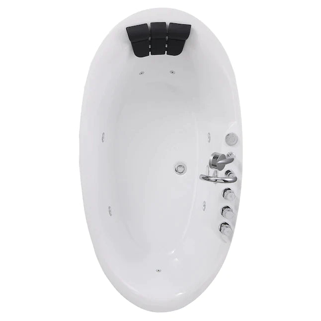 Empava 67-Inch Freestanding Jetted Bathtub - White Acrylic Soaking Tub with Massage Jets (Model 67AIS13) - Perfect for Luxury Bathrooms & Spa Relaxation at Home