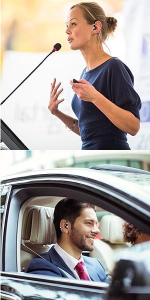 Wireless Bluetooth Headset V5.0 with Noise Cancelling Mic - Lightweight Business Earphone for Android & iPhone - Perfect for Driving, Trucking & Office Use (Grey)