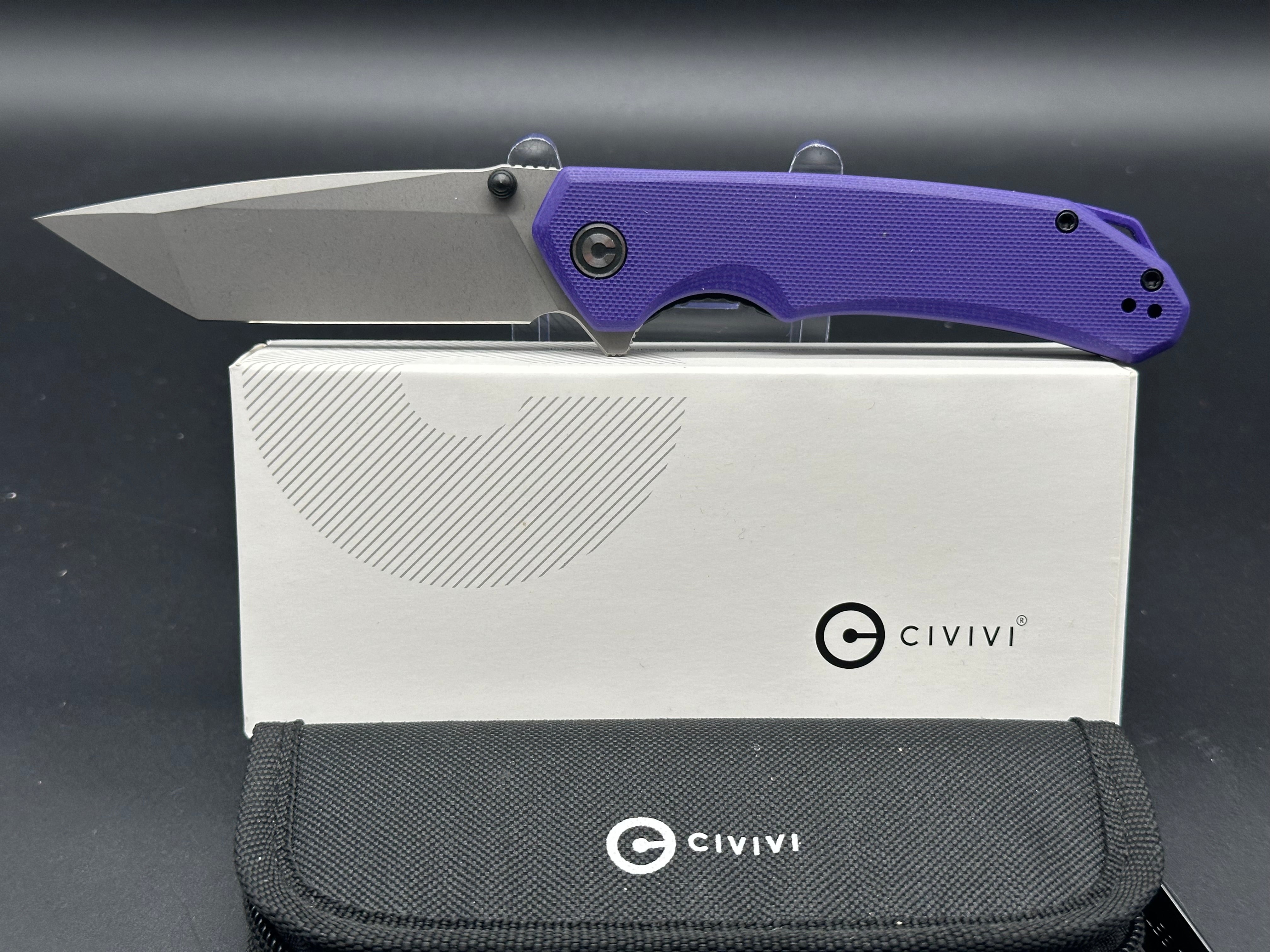 CIVIVI Brazen Tanto Folding Knife - Purple G10 Handle, 3.5
