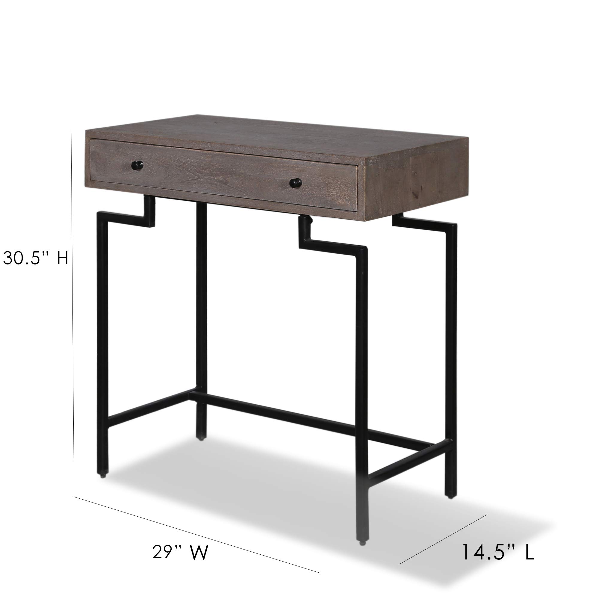 Posh Pollen Cambridge Writing Desk - Modern Grey Office Furniture & Console Table for Home Office, Study, or Living Room Workspace