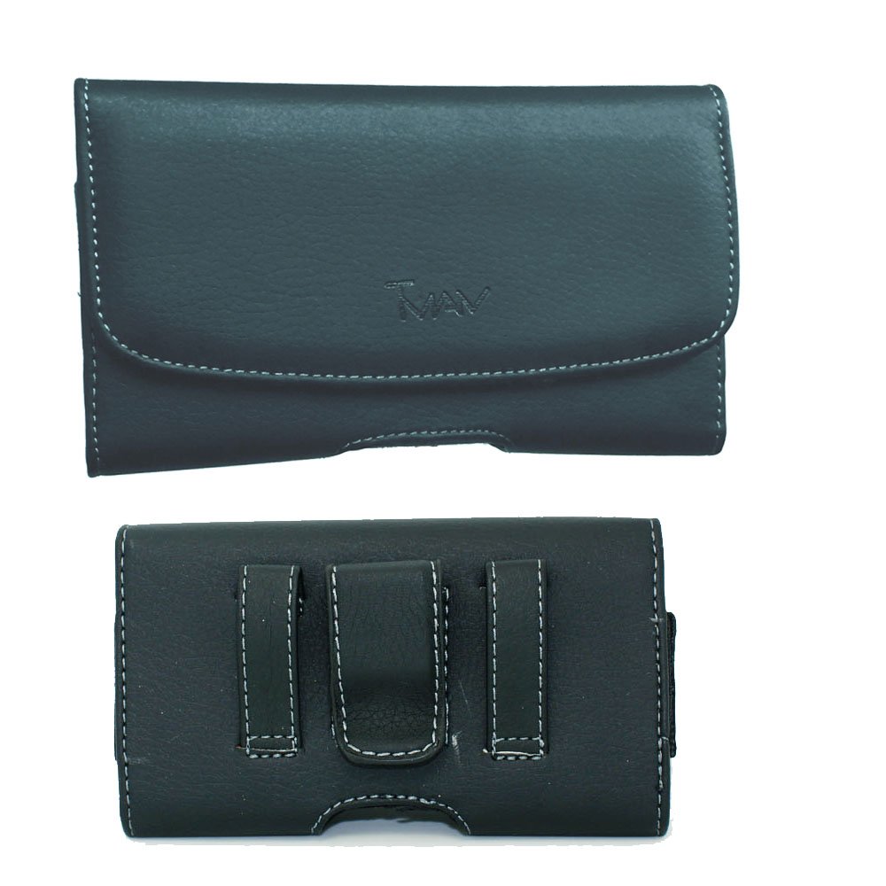 TMAN Leather Holster Pouch Case for ZTE Prestige - Compatible with Boost Mobile (Fits Phone with or without Skinny Skin Case) | Belt Clip Carry for Work, Travel & Outdoor Activities