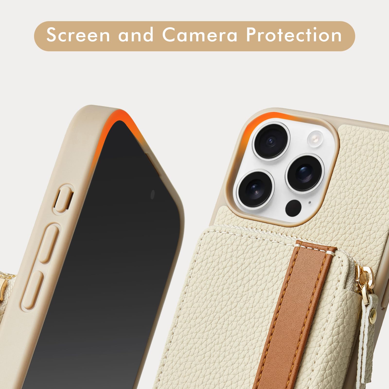 LAMEEKU Leather Wallet Case for iPhone 15 Pro (6.1