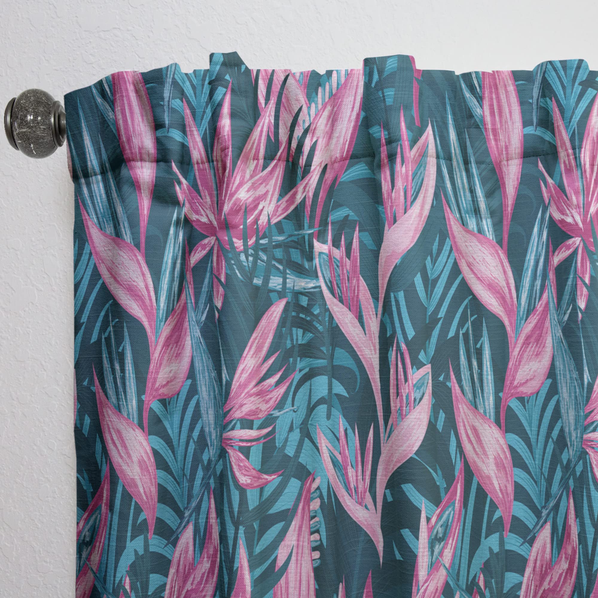 DesignQ Hand-Painted Tropical Flowers Blackout Curtains - Thermal Insulated Single Panel (52x84 inches) for Bedroom & Living Room - Perfect for Sun Protection, Privacy & Home Decor