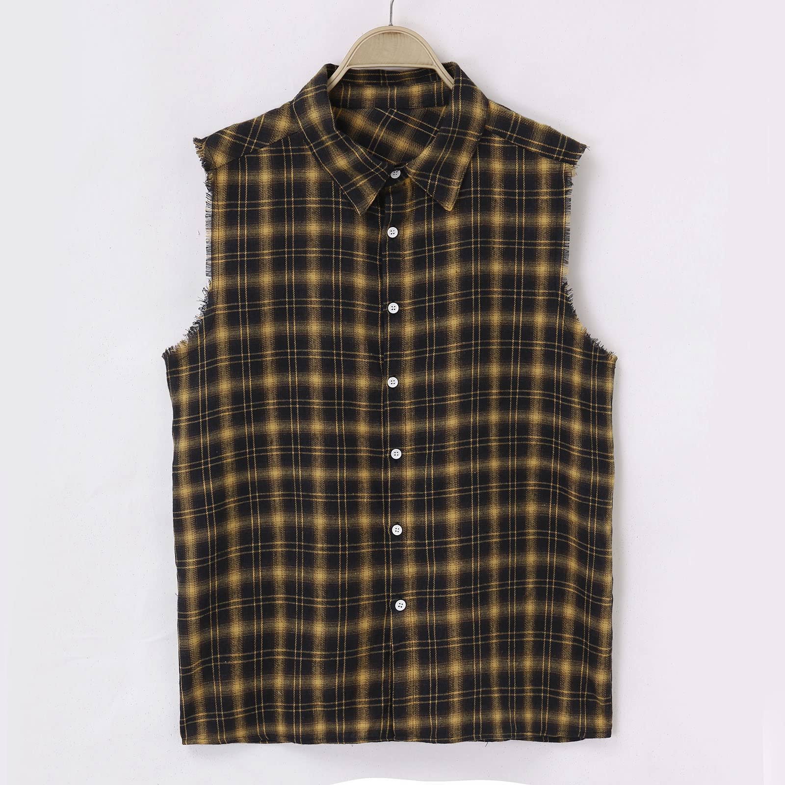 Men's Checked Sleeveless Flannel Shirt - Summer Cotton Muscle Tank Top for Gym, Sports & Casual Wear | Regular Fit Breathable Workout Shirt for Hot Weather & Outdoor Activities