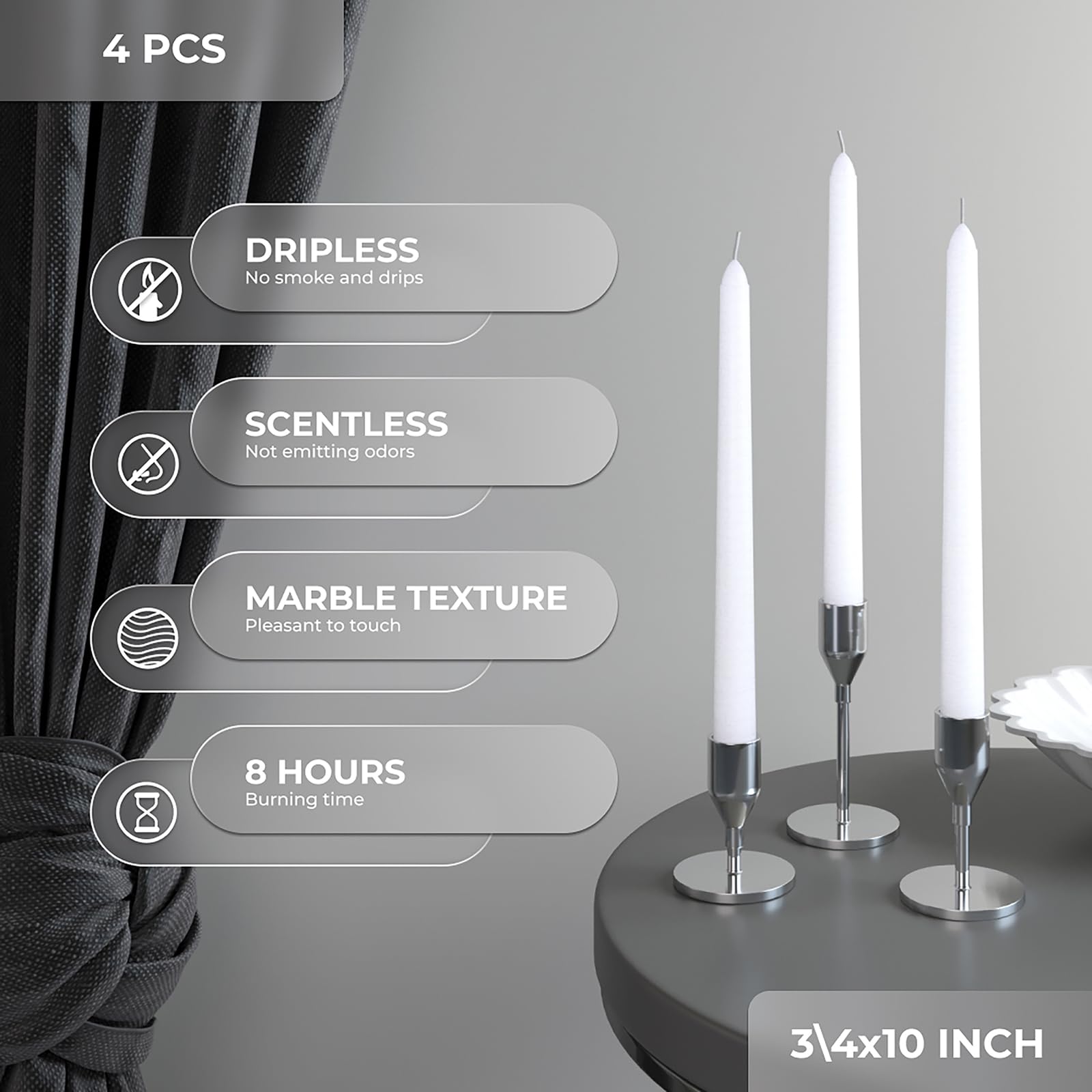 White Taper Candles 10