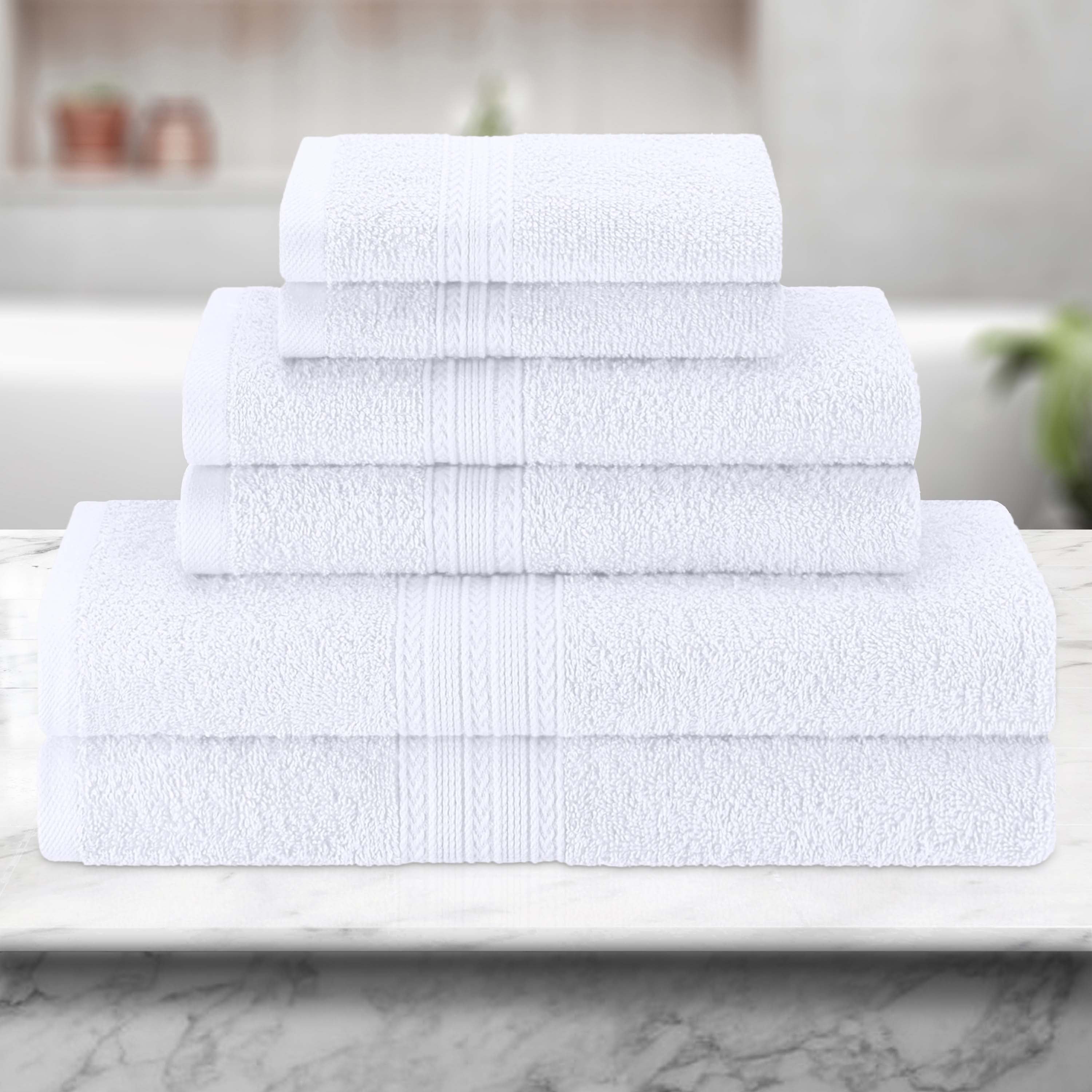 Premium 6-Piece Eco-Friendly Cotton Ring Spun Bath Towel Set - Soft, Absorbent & Sustainable for Spa, Gym, and Luxury Bathroom Use