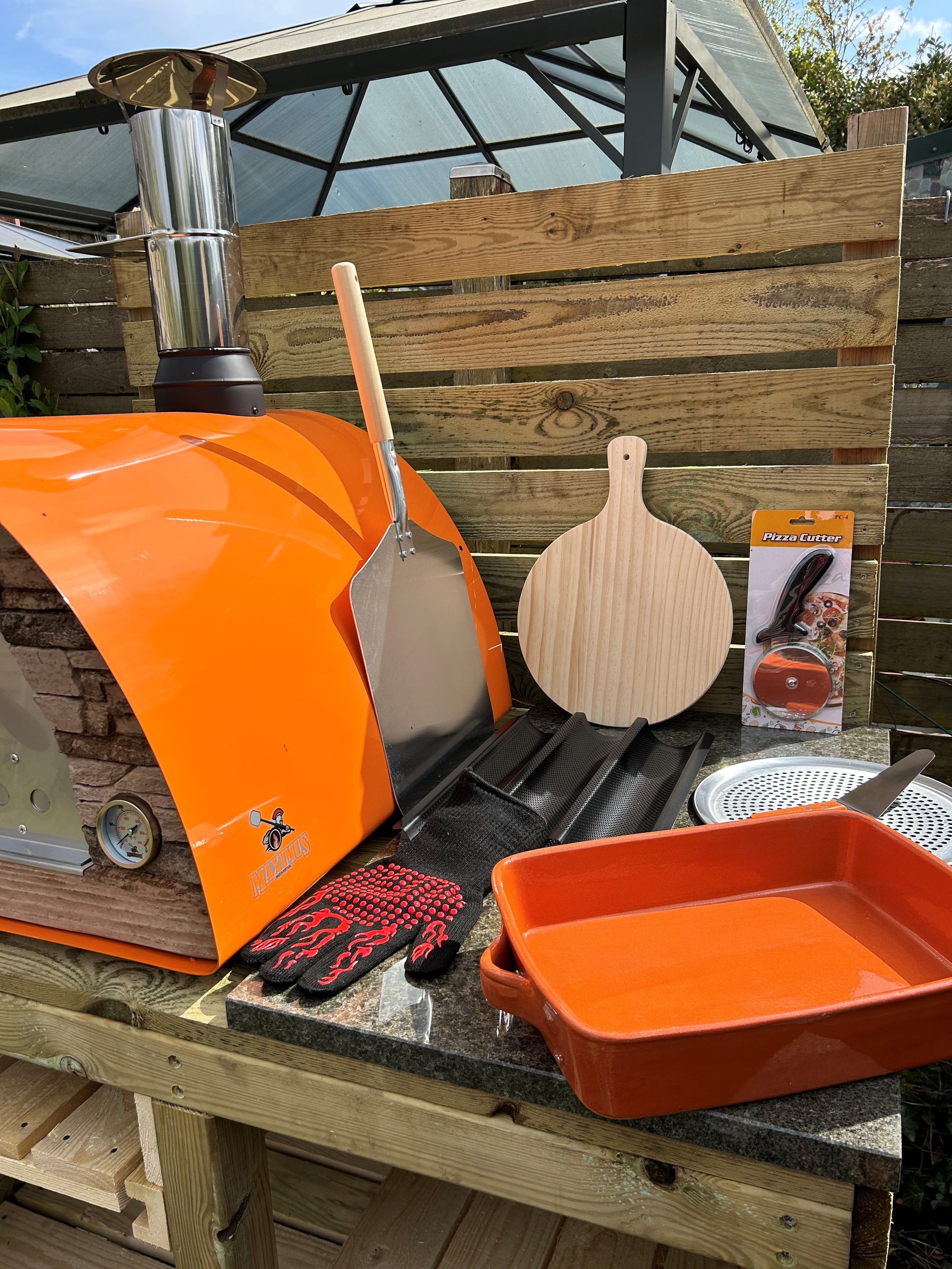 MAXIMUS MOBILE PIZZA OVEN - Portable Outdoor Wood Fired Pizza Maker for Camping, Backyard & Tailgating - New Orange Color