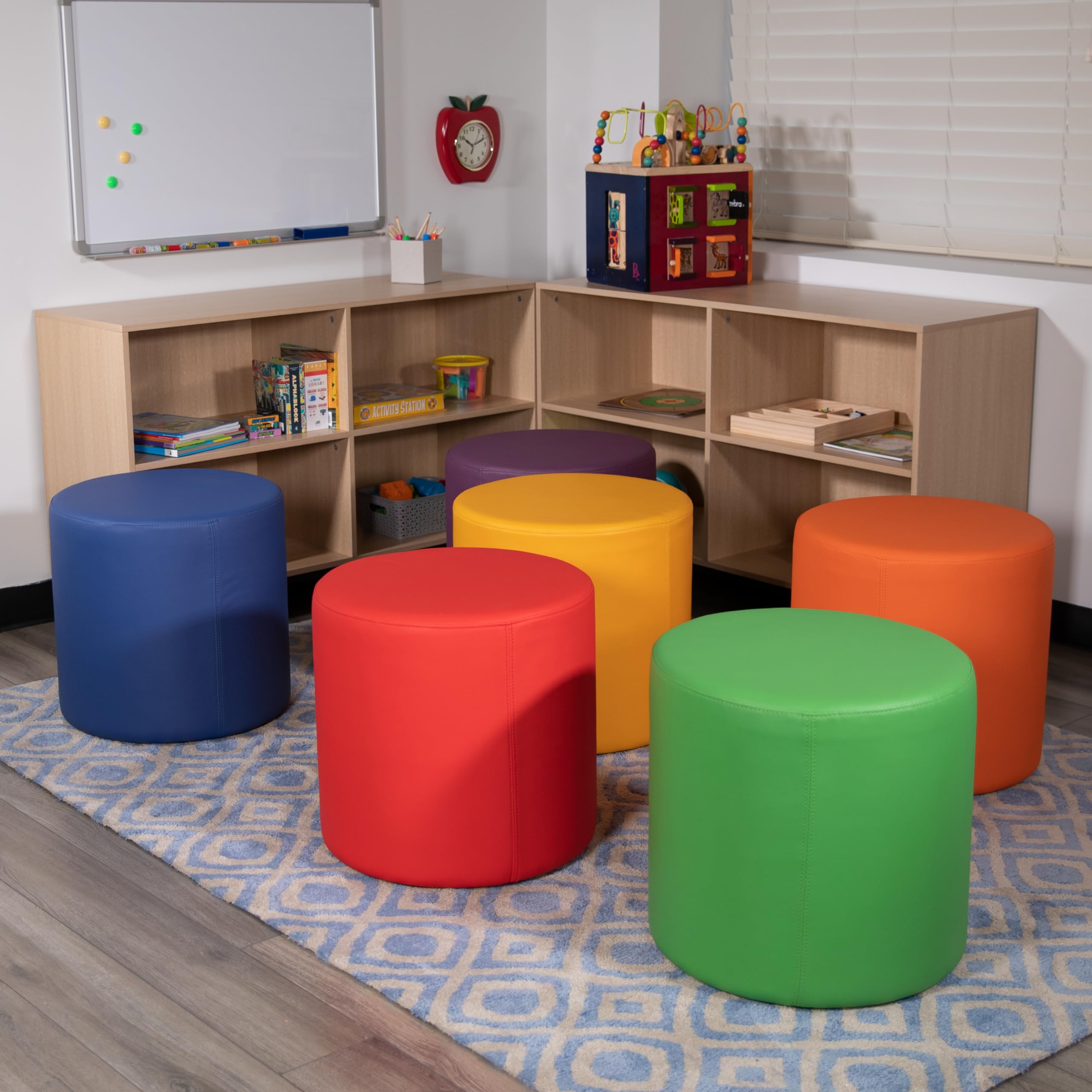 EMMA + OLIVER 18 Inch Soft Seating Flexible Circle for Classrooms, Daycares, Libraries & Common Areas - Red - Perfect for Group Activities, Reading Nooks & Relaxation Spaces