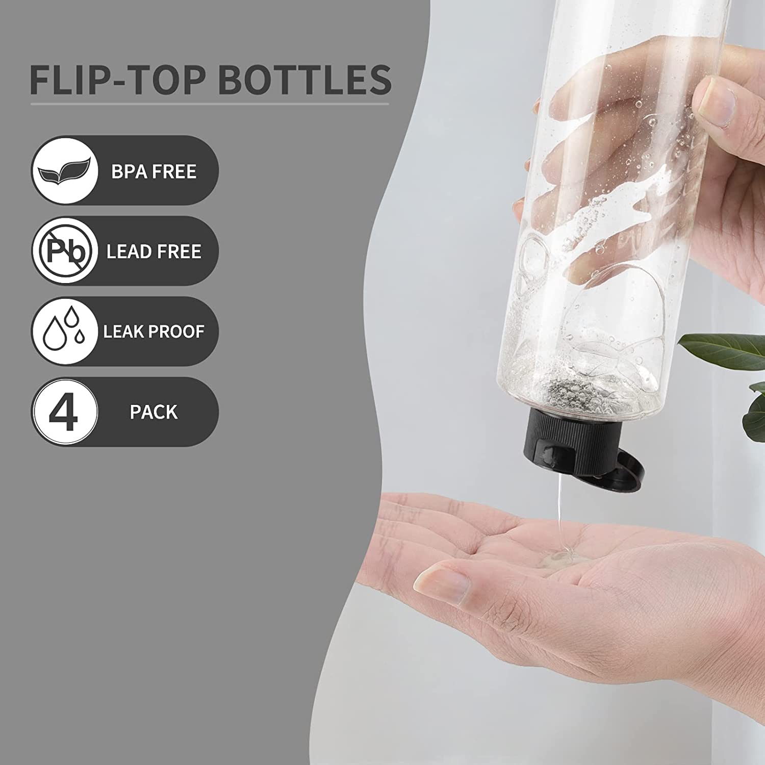 5-Pack 100ml Clear Refillable Travel Squeeze Bottles with Black Flip Cap - Leakproof Square Plastic Containers for Toiletries, Shampoo, Lotion & Cosmetics | Perfect for Travel, Gym, Camping & Home Organization