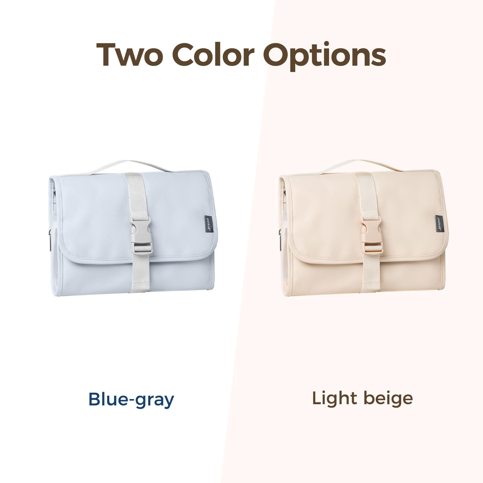 Hanging Travel Toiletry Bag - Foldable Water-Resistant Cosmetic Organizer with Multiple Compartments for Makeup & Accessories (Light Beige) | Perfect for Vacation, Gym & Business Trips