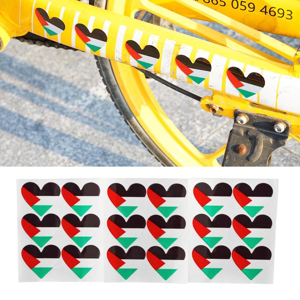 18 pcs Free Palestine Stickers - Heart Shaped Palestine Flag Car Decals, I Stand with Palestine Vinyl Stickers for Cars, Bikes, Laptops & Water Bottles | Show Support & Solidarity Decor