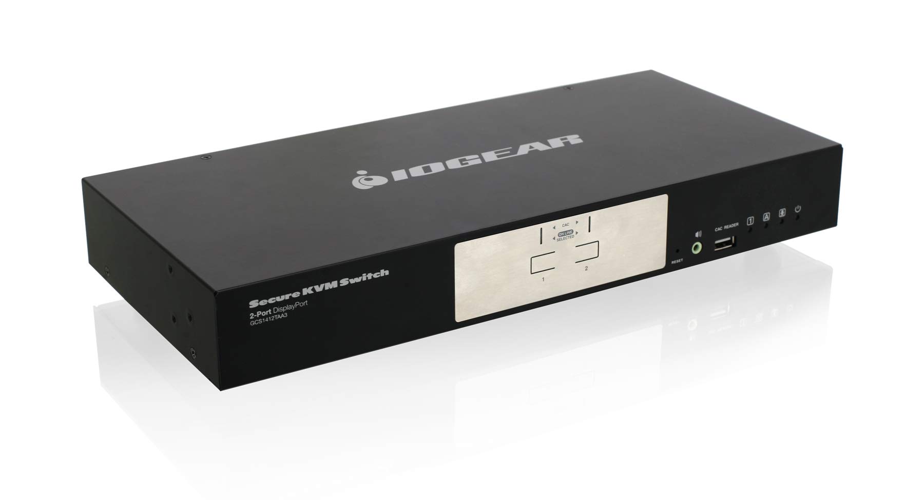 IOGEAR GCS1412TAA3 2-Port DisplayPort Secure KVM Switch - 4K UHD Resolution, USB Smart Card & CAC Biometric Support - TAA Compliant for Government Use - Control 2 Secure Computers from One Console - Ideal for Military, Financial & Healthcare Security Workstations