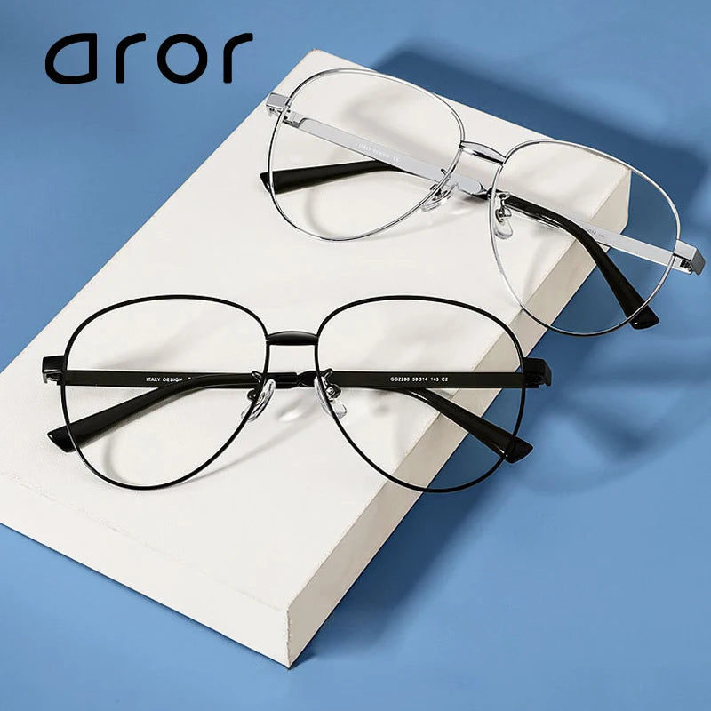 Aror Unisex Full Rim Oval Titanium Eyeglasses Frame 42280 - Lightweight & Durable for Work, Reading & Fashion