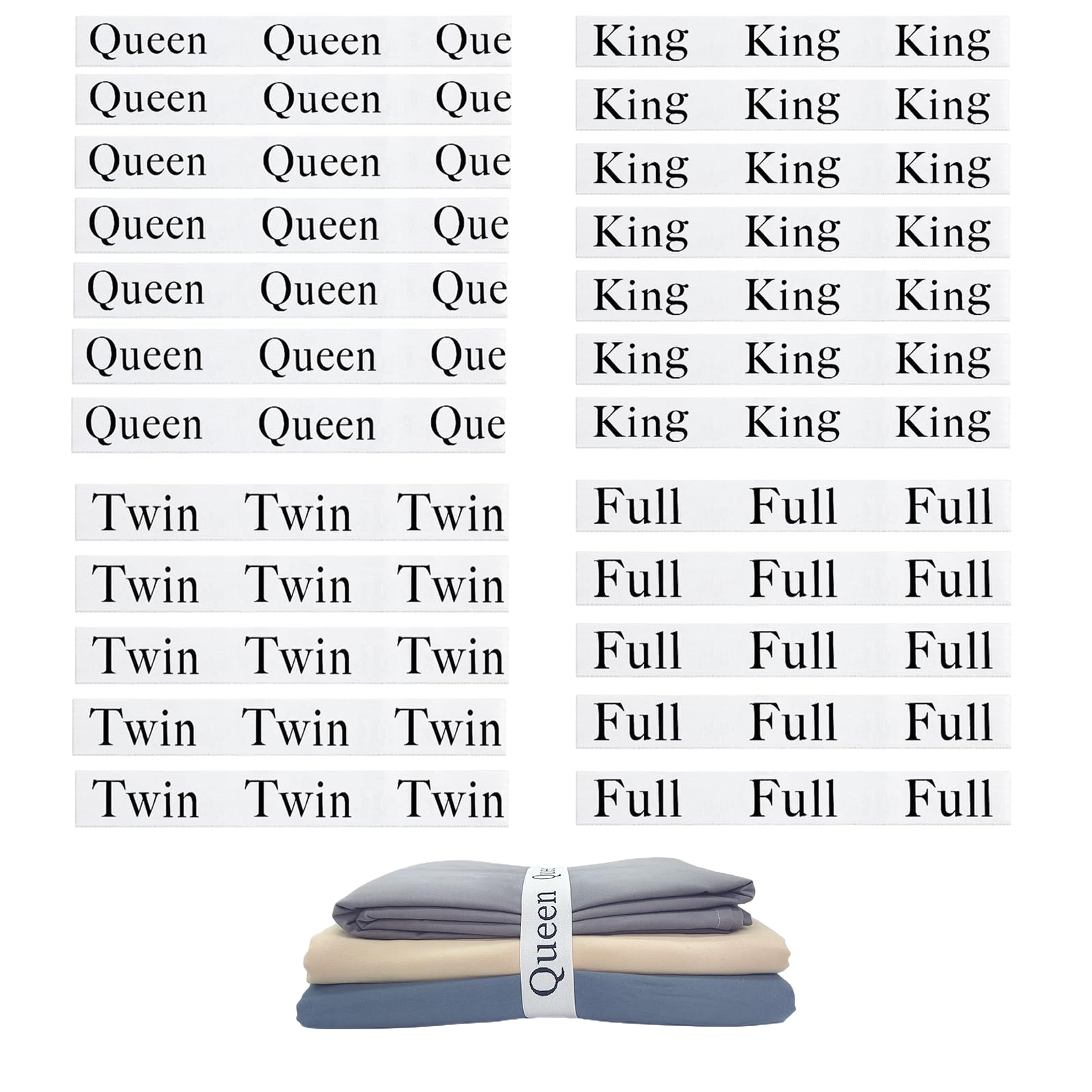 24-Piece Elastic Bed Sheet Organizer Bands - Queen/King/Twin/Full Size Sheet Straps for Closet & Linen Storage (7 Queen, 7 King, 5 Twin, 5 Full) - Perfect for Organizing Bedding Sets, Space-Saving Storage, and Labeling Linens