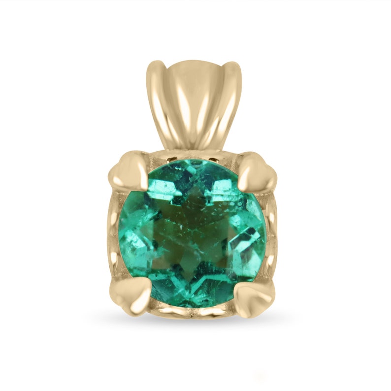 0.43ct Natural Petite Emerald Heart Accent Solitaire Pendant in 14K Gold - Elegant Jewelry Gift for Women, Perfect for Valentine's Day & Anniversary Celebrations