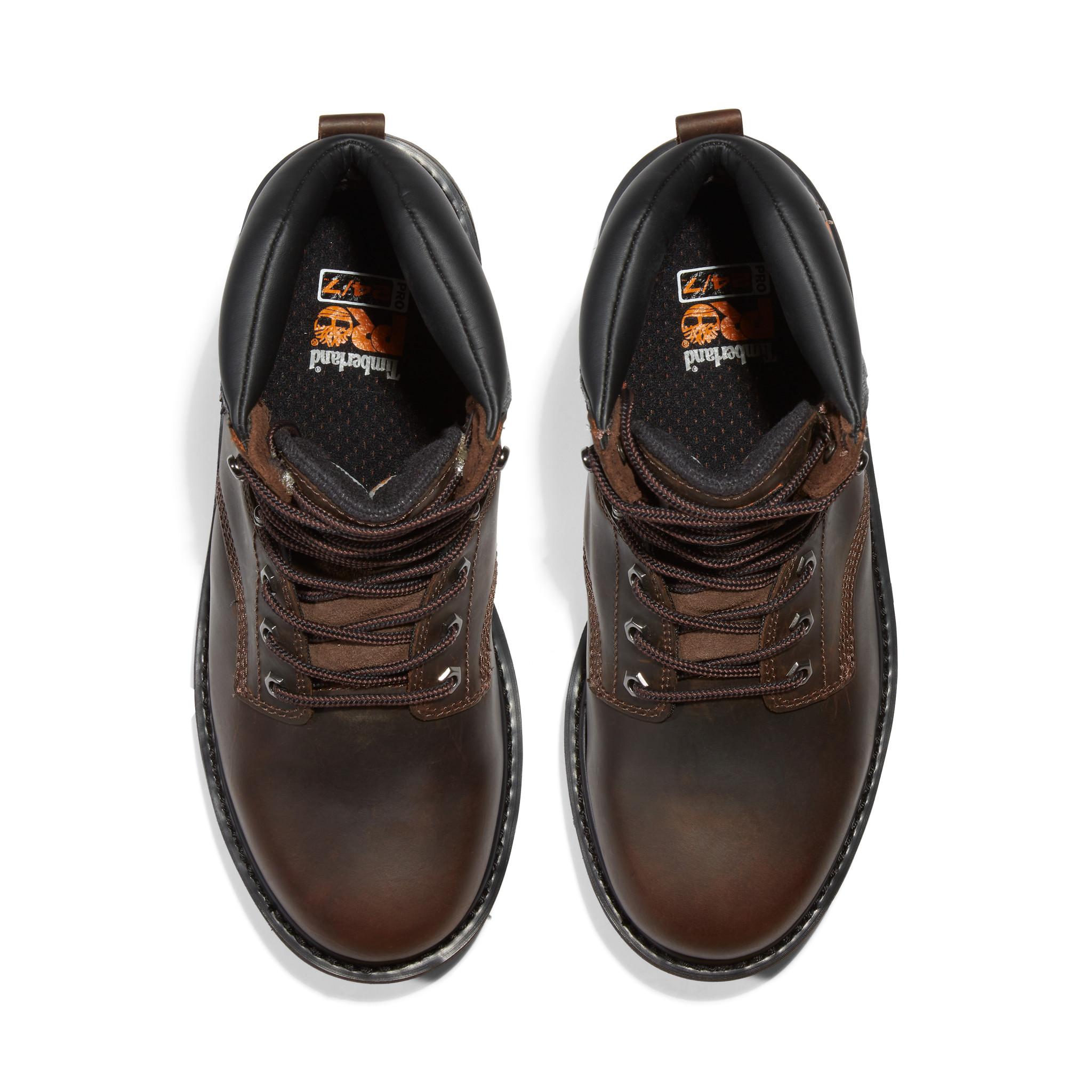 Pit Boss 6 Inch Soft Toe Work Boots for Men - Comfortable Brown Leather Safety Shoes for Construction, Hiking & Outdoor Work