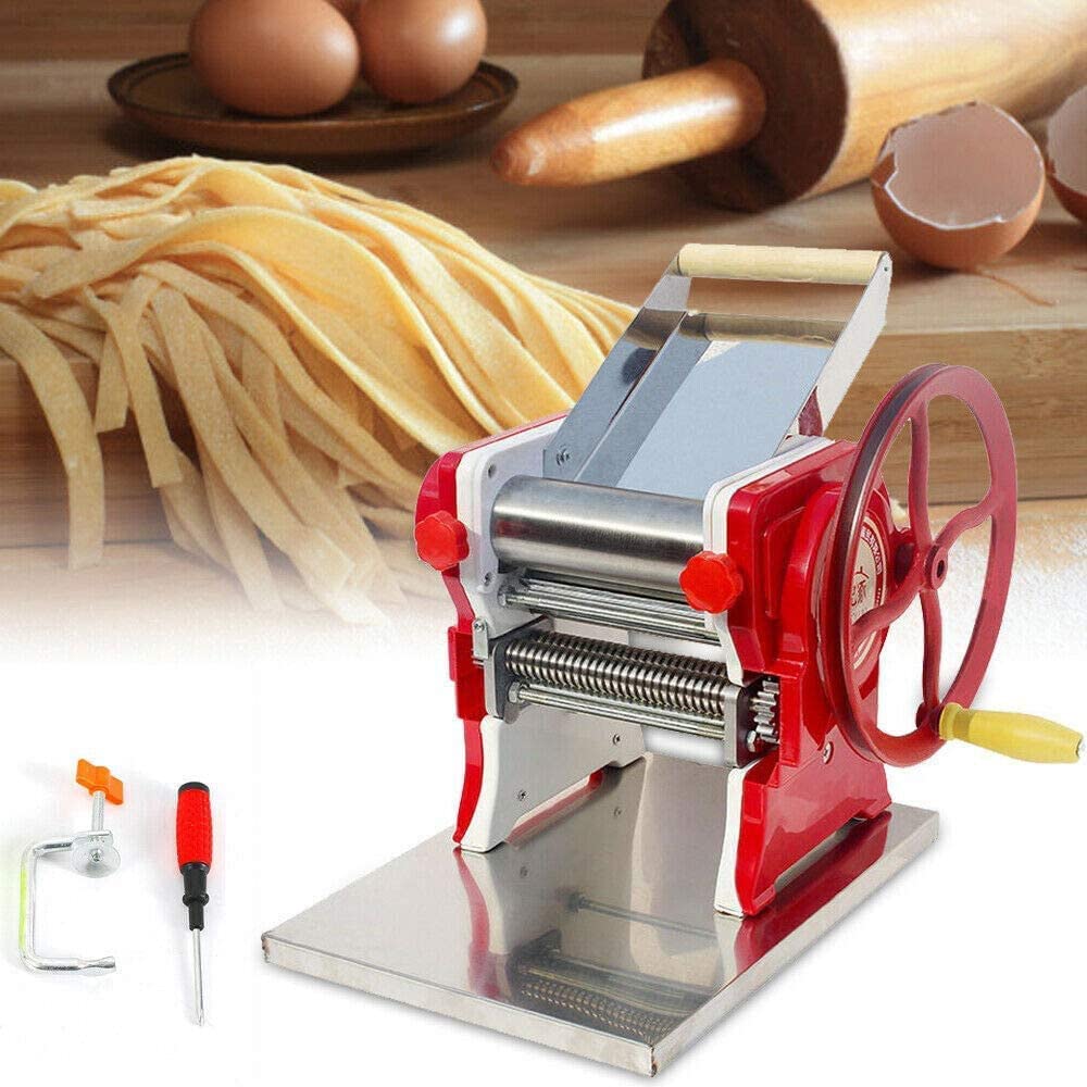 Commercial Pasta Maker Machine - Adjustable Thickness 0.5-5mm, Manual Noodle & Dough Roller for Spaghetti, Lasagna, Ravioli | Home & Restaurant Use | Perfect for Italian Cuisine, Asian Noodles & Baking