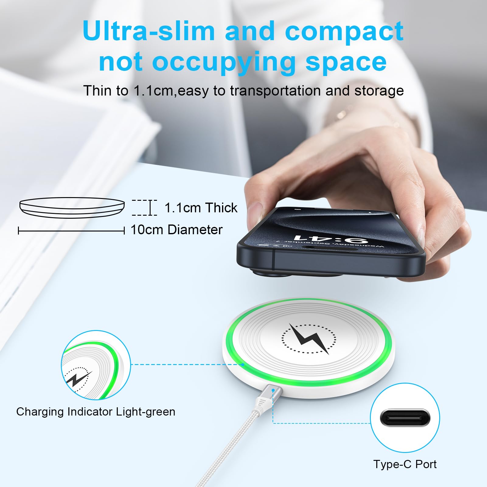 15W Fast Qi Wireless Charging Stand for iPhone 16/16 Pro/16 Pro Max/15/14/13 & Galaxy S25/S24/S23/S22 - Universal Phone Charger for Bedside, Office & Car Use