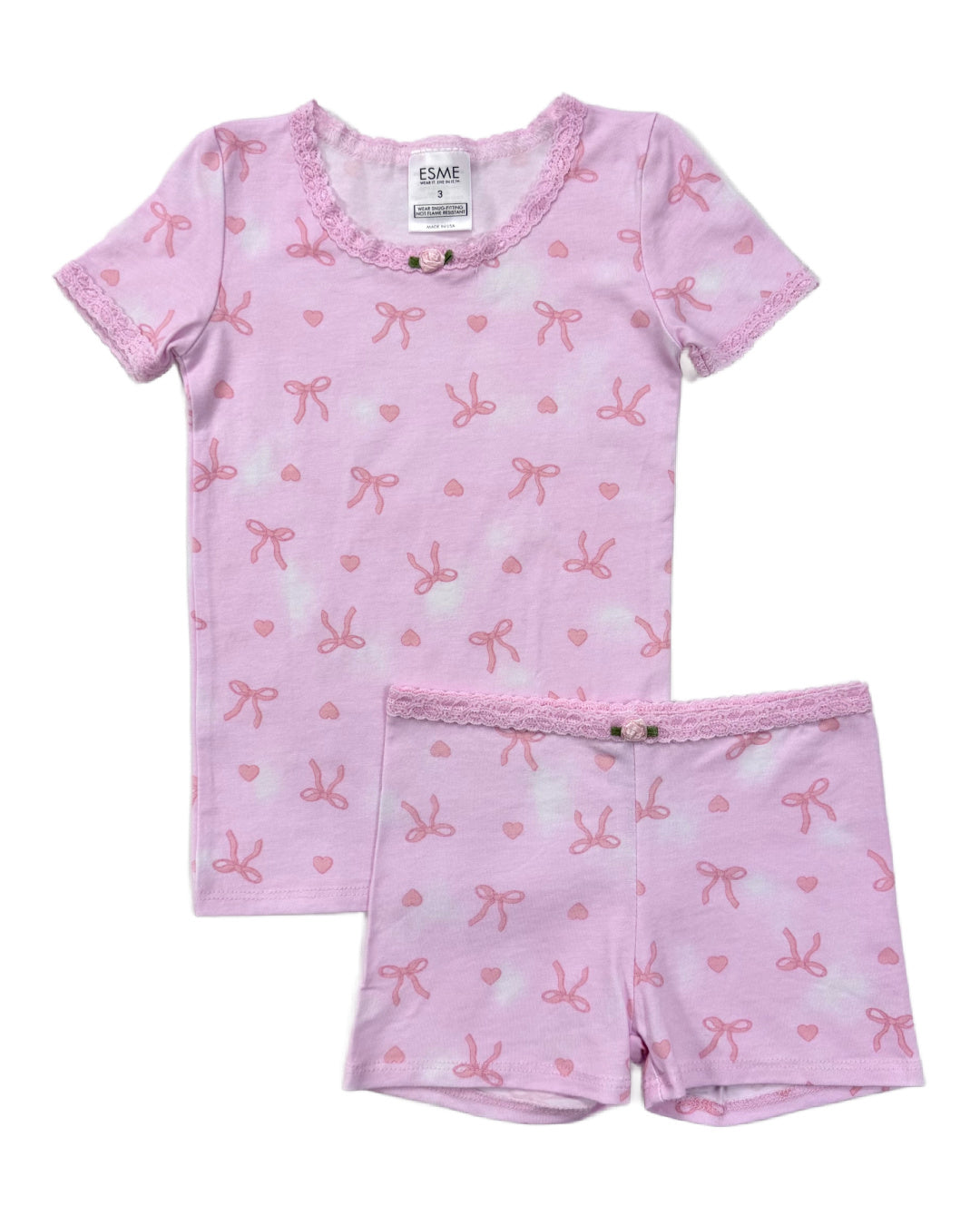 Coquette Short Sleeve Pajama Set for Women - Soft & Comfortable Sleepwear - Perfect for Lounging, Sleepovers & Relaxing at Home