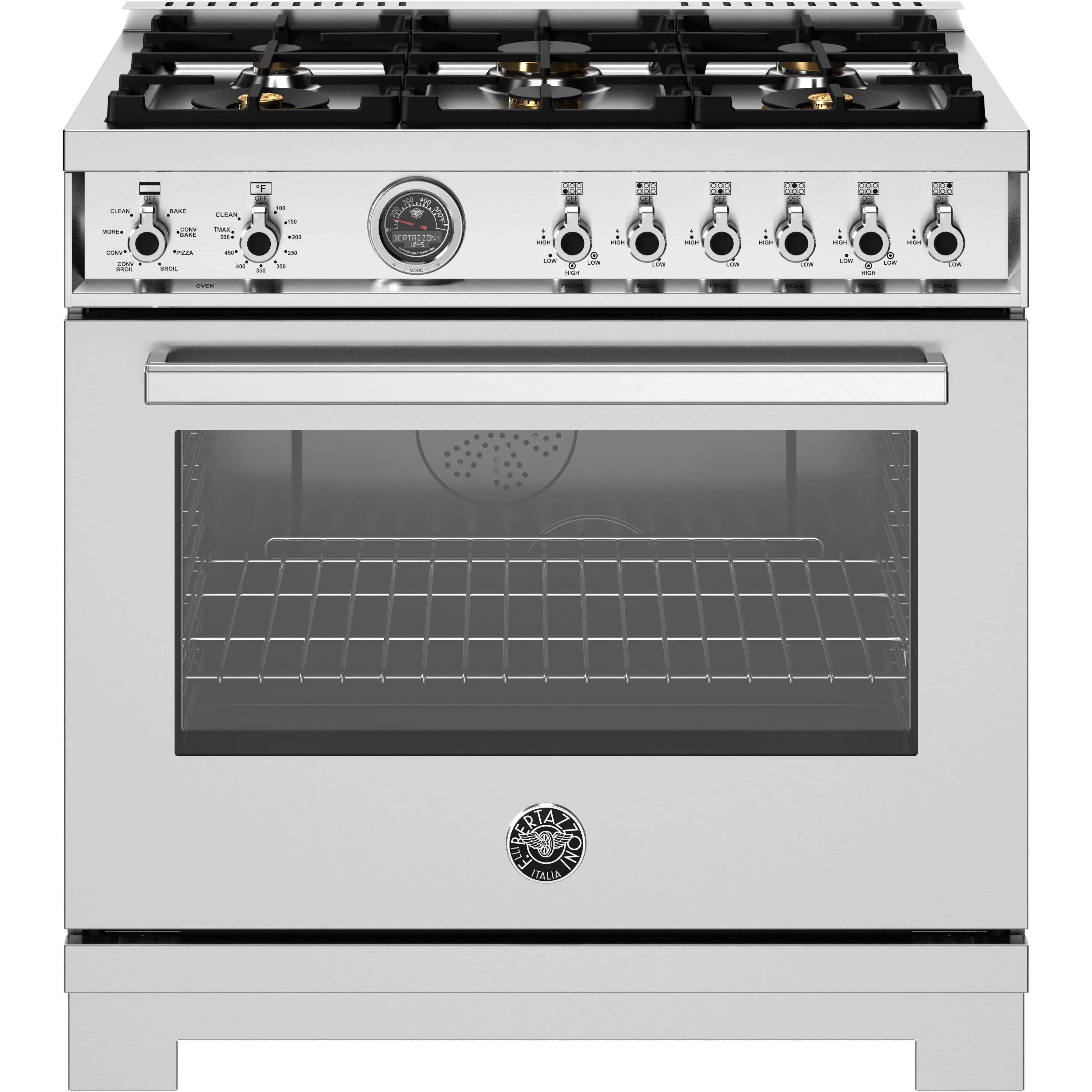 Bertazzoni PRO366BCFEPXT 36-Inch Freestanding Dual Fuel Range - Professional Gas & Electric Oven for Home Chefs | Perfect for Gourmet Cooking & Entertaining