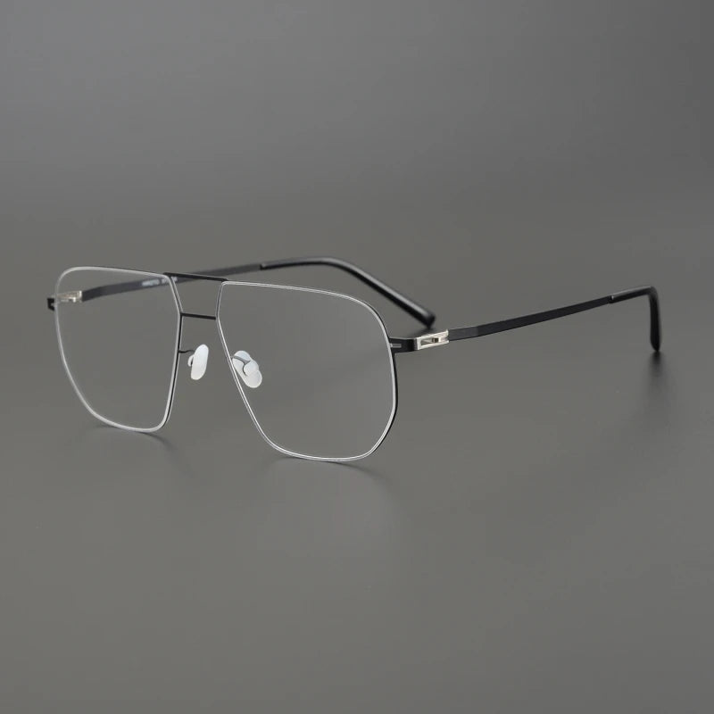 Black Square Double Bridge Steel Eyeglasses for Women - Full Rim Glasses - Fashion Eyewear for Work, Reading & Everyday Use