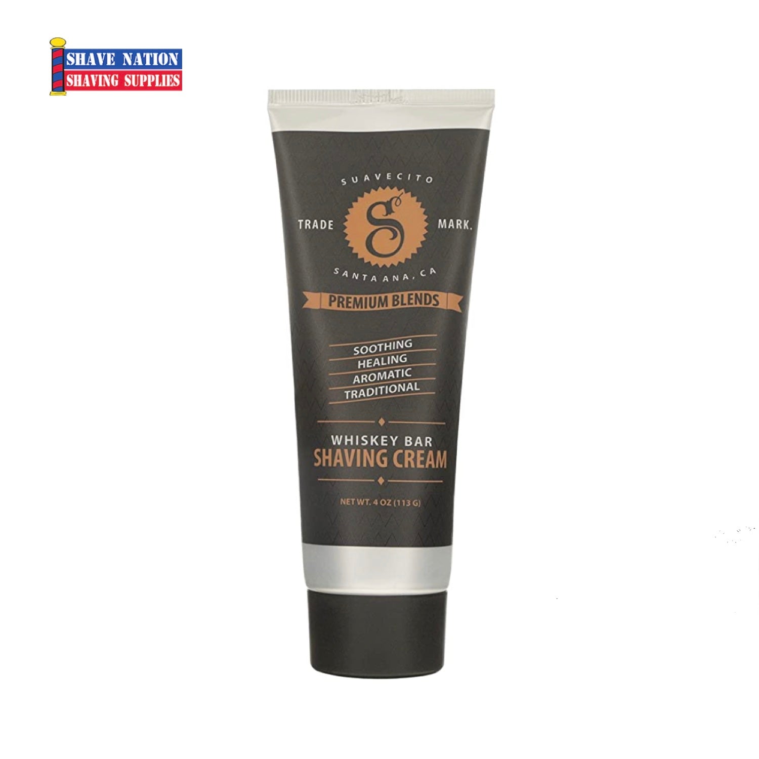 Suavecito Premium Blends Whiskey Bar Shaving Cream for Men - Natural Moisturizing Beard & Face Shave Cream with Aloe Vera - Perfect for Daily Grooming & Travel Shaving Kit