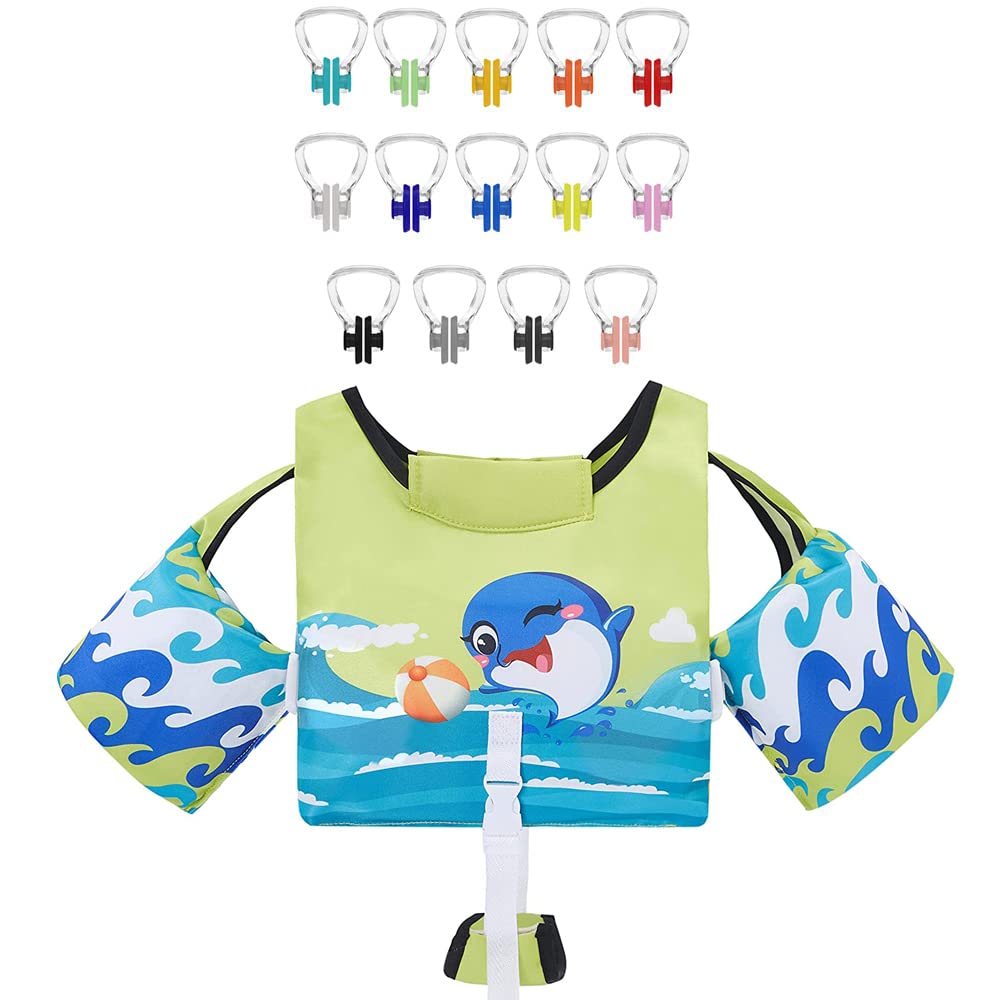 Hurdilen Kids Swimming Nose Clip & Swim Vest for Boys and Girls Age 2-6 Years - Comfortable Life Jacket for Pool, Beach, Ocean & Water Safety | Perfect for Swimming Lessons, Summer Activities & Water Play