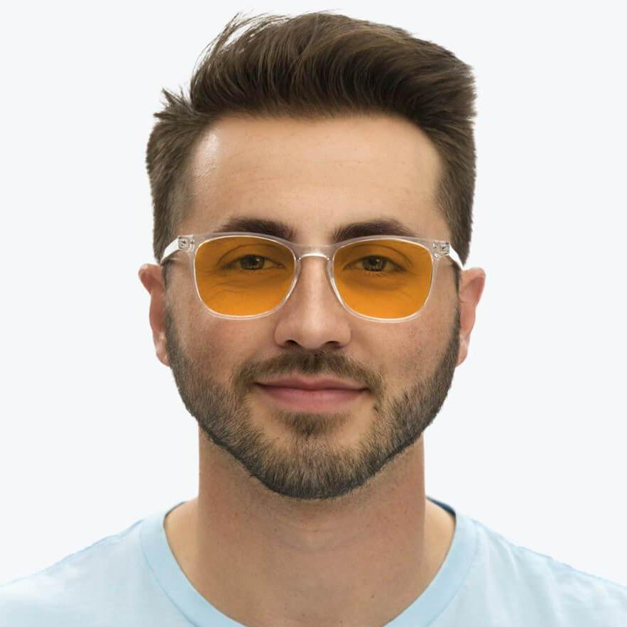 SunDown Taylor Blue Light Blocking Glasses - Crystal Frame with Prescription Lenses for Eye Strain Relief | Perfect for Computer Work, Gaming & Nighttime Screen Use