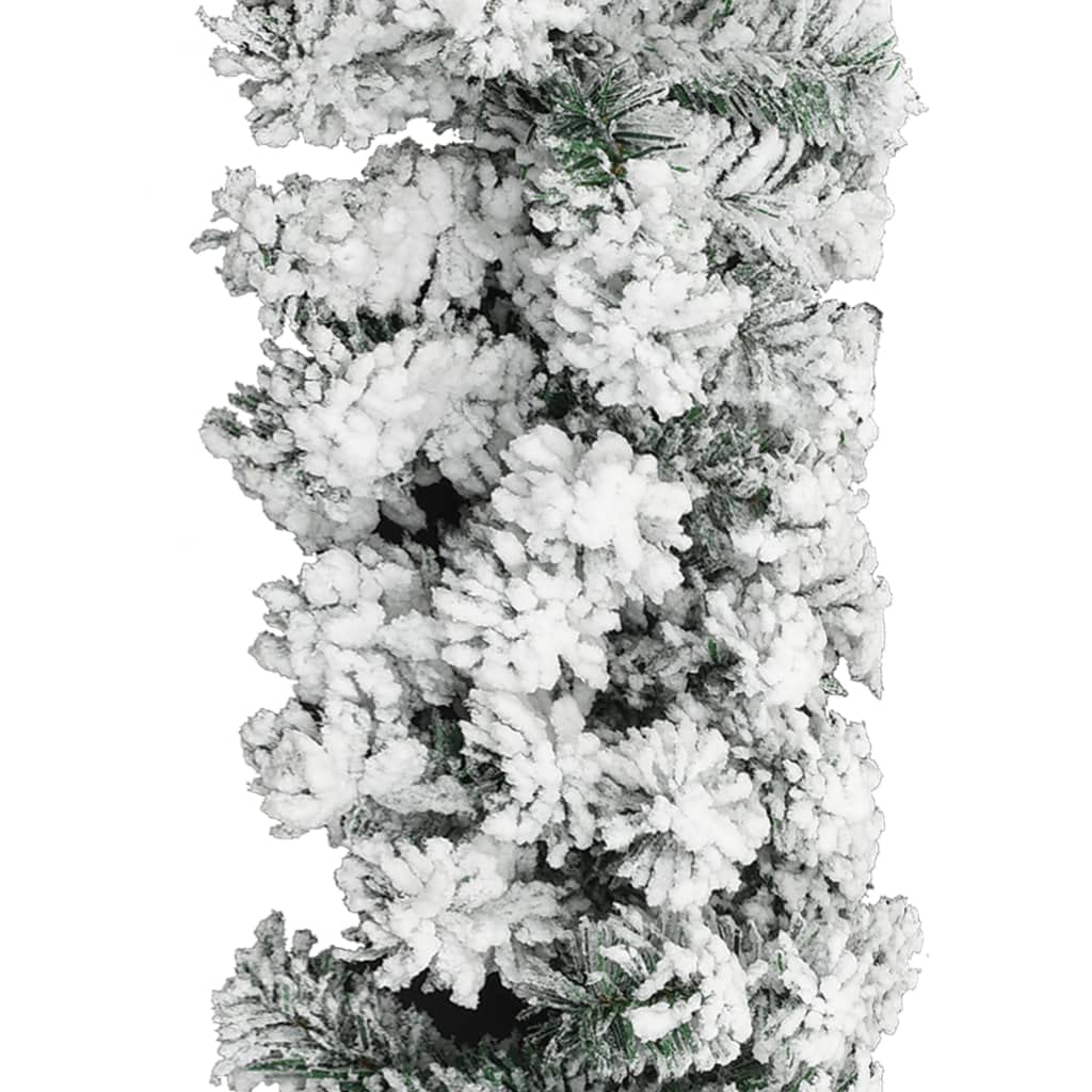 60ft Flocked Snow Christmas Garland - Green PVC Holiday Decor for Indoor & Outdoor Use | Perfect for Xmas Tree, Mantel, Staircase & Party Decoration
