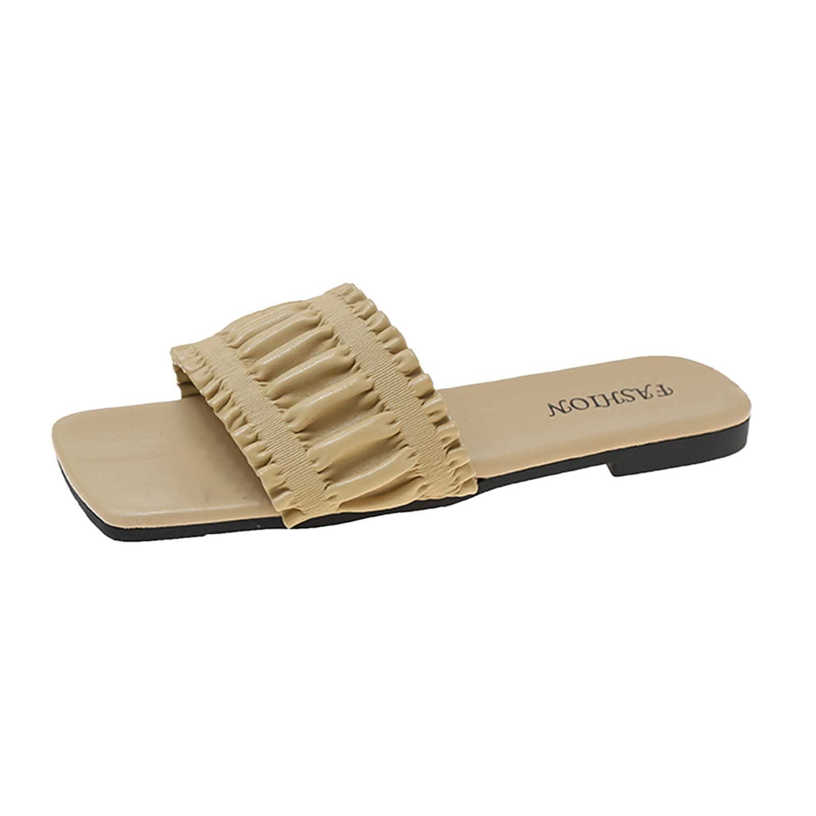 Women's Summer Fashion Pleated Flat Sandals - Breathable Beach Slippers with Leopard Print | Perfect for Vacation, Walking & Casual Outfits