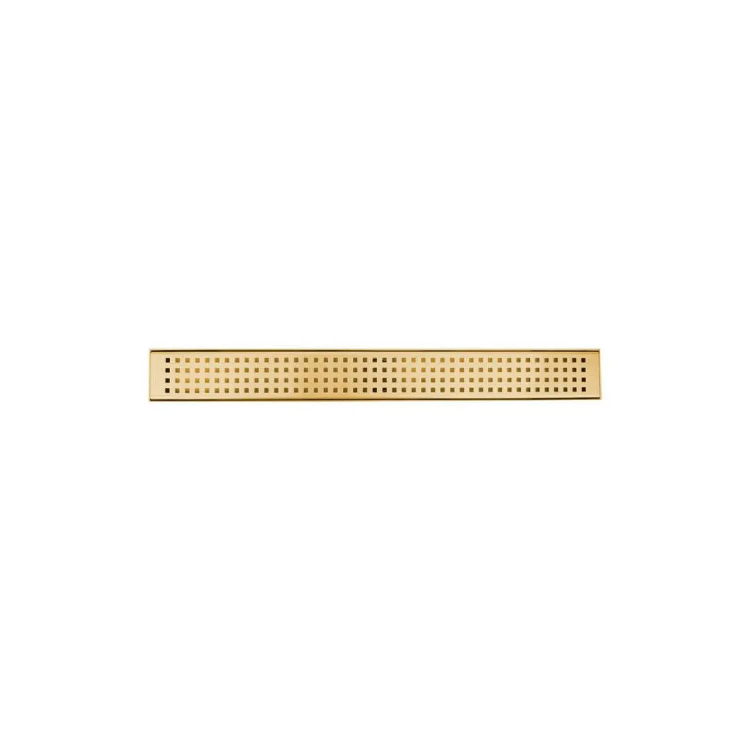 Stainless Steel Linear Drain Slot with Square Grid - 36 Small Squares in Golden Finish for Bathroom, Shower, and Pool Drainage