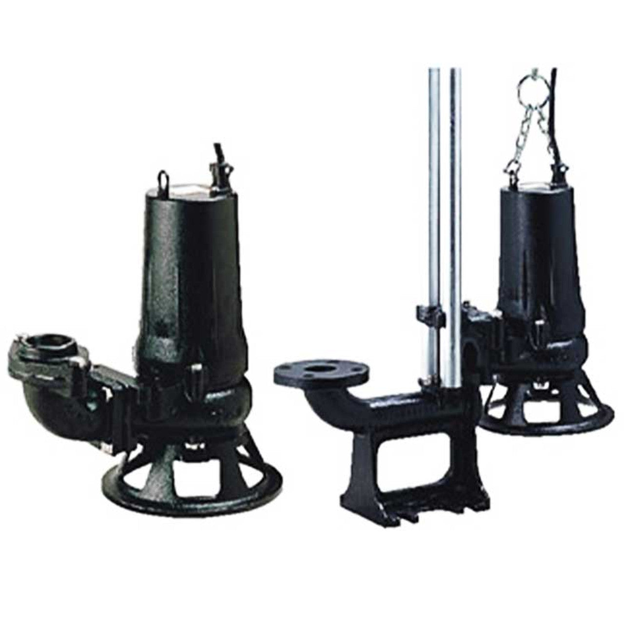 Tsurumi 50C2.75S 0.75kW Single Phase Submersible Cutter Wastewater Pump with Impeller Vane (Max 320LPM/110kPa) - Heavy Duty Sewage Pump for Industrial, Construction & Drainage Applications