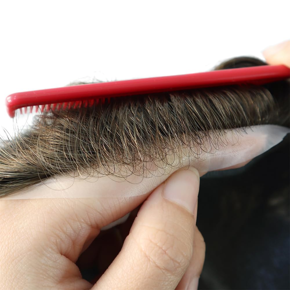 Men's Human Hair Toupee - Ultra Thin Skin V Looped Light Brown #7 Hair Replacement System | Natural Looking Hairpiece for Baldness & Thinning Hair | Perfect for Daily Wear, Weddings & Special Events