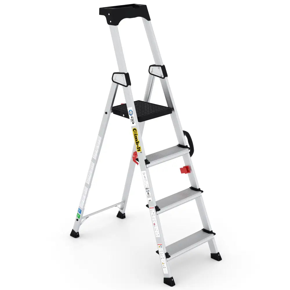 Climb It Professional Stepladder with Carry Handle - Lightweight Aluminum Ladder for Home & Office Use - Perfect for Painting, Shelving & DIY Projects