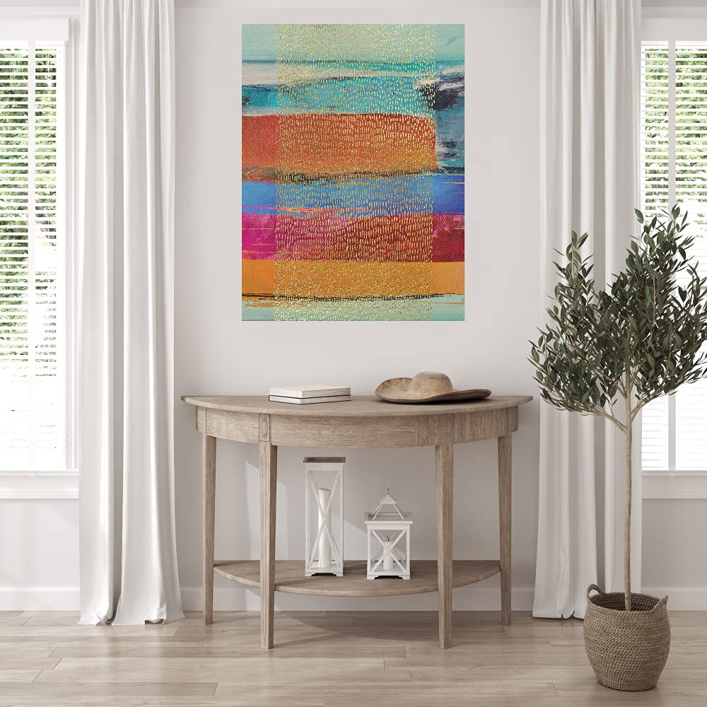 Golden Rain Canvas Wall Art - Hand Painted Fine Art Decor by Nikki Chu - 24x32 Inches - Ready to Hang - Perfect for Living Room, Bedroom, Office & More - Modern Home & Office Decor for Stylish Interiors